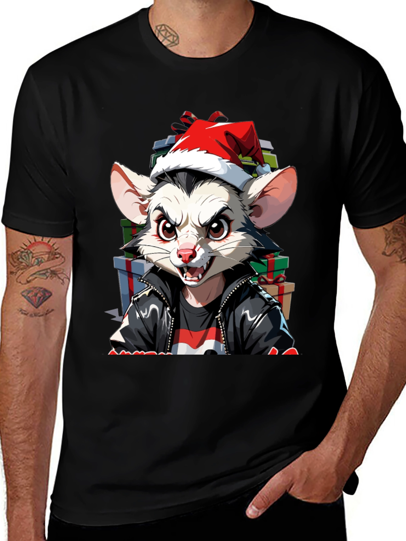 Festive Opossum Tee - Holiday Style