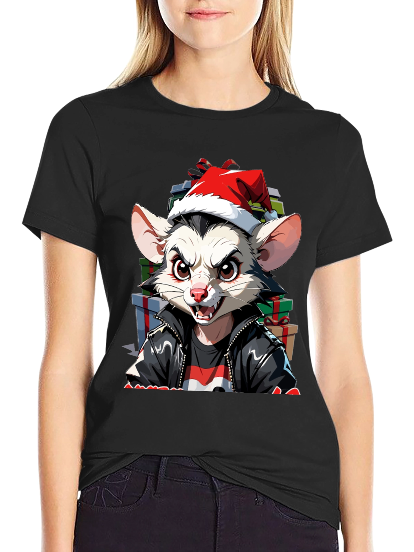Festive Opossum Tee - Holiday Style