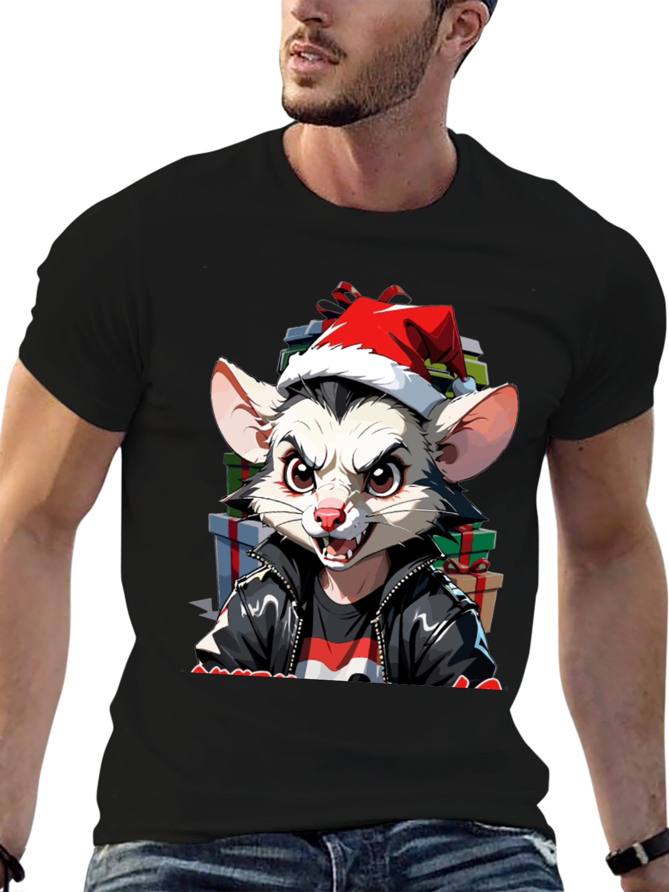 Festive Opossum Tee - Holiday Style