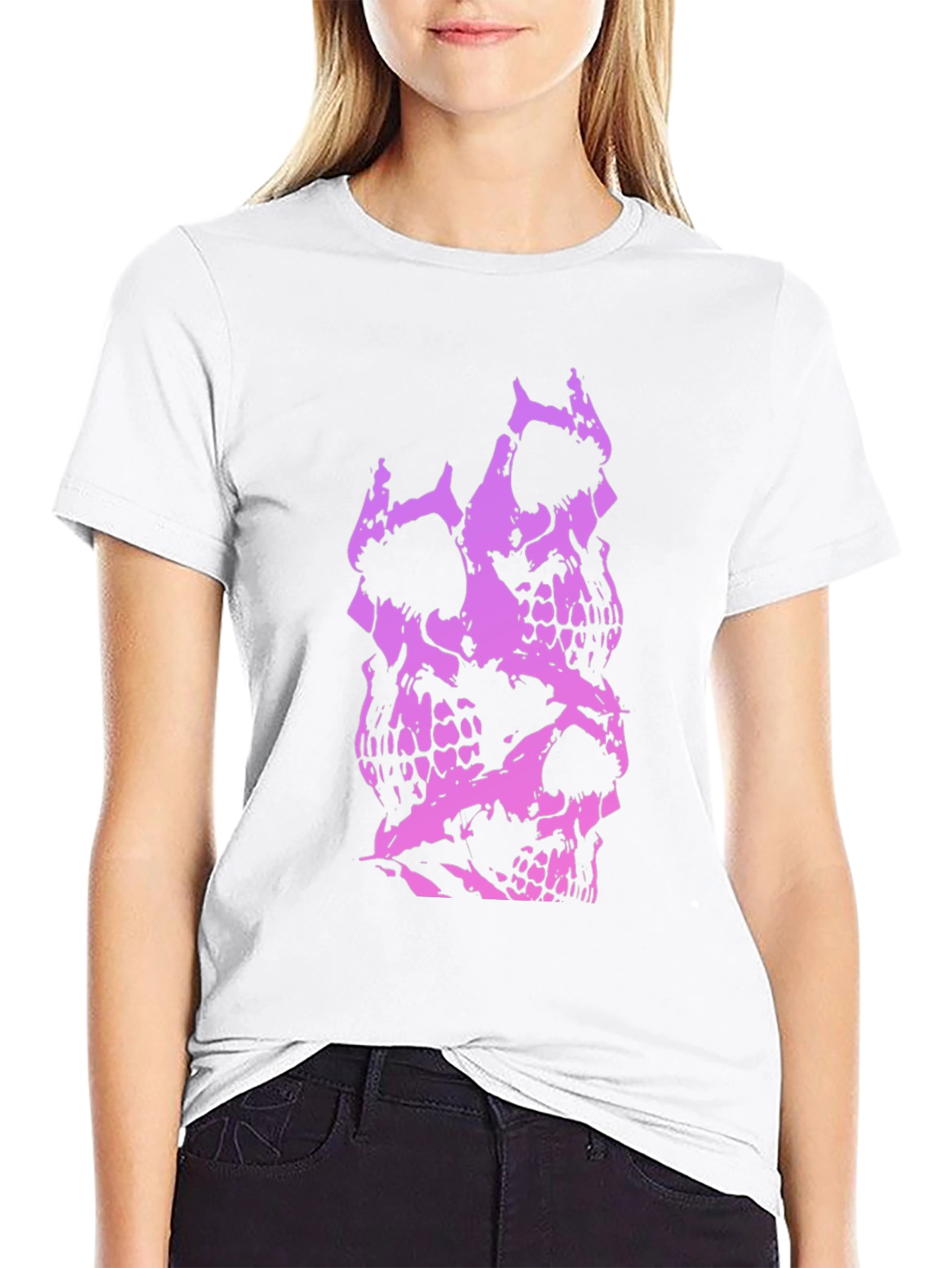 Skull Stack Graphic Tee - Black