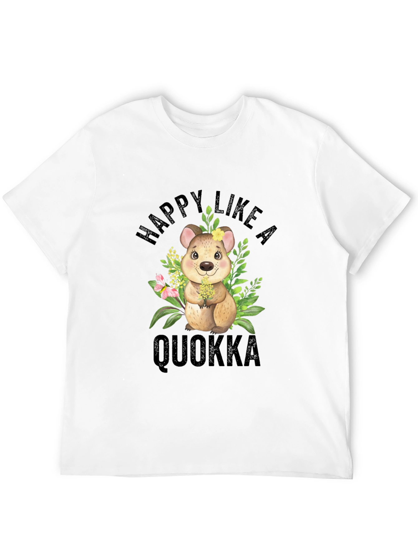 Happy Like A Quokka Black T-Shirt