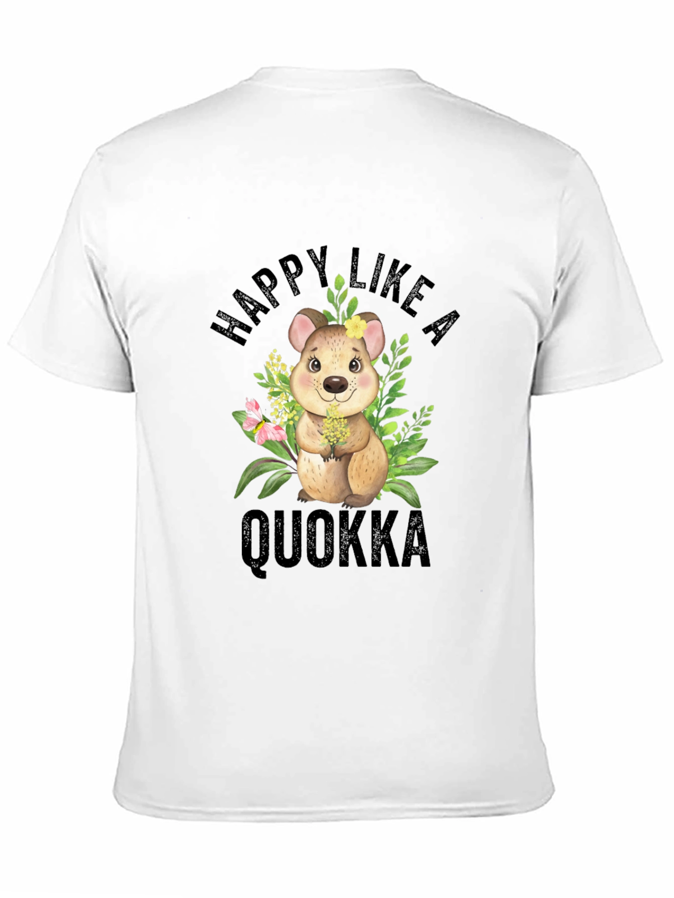 Happy Like A Quokka Black T-Shirt
