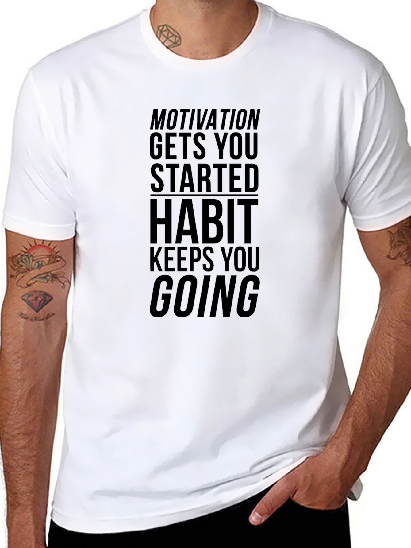 Motivational Black T-Shirt - Habit Keeps You Going