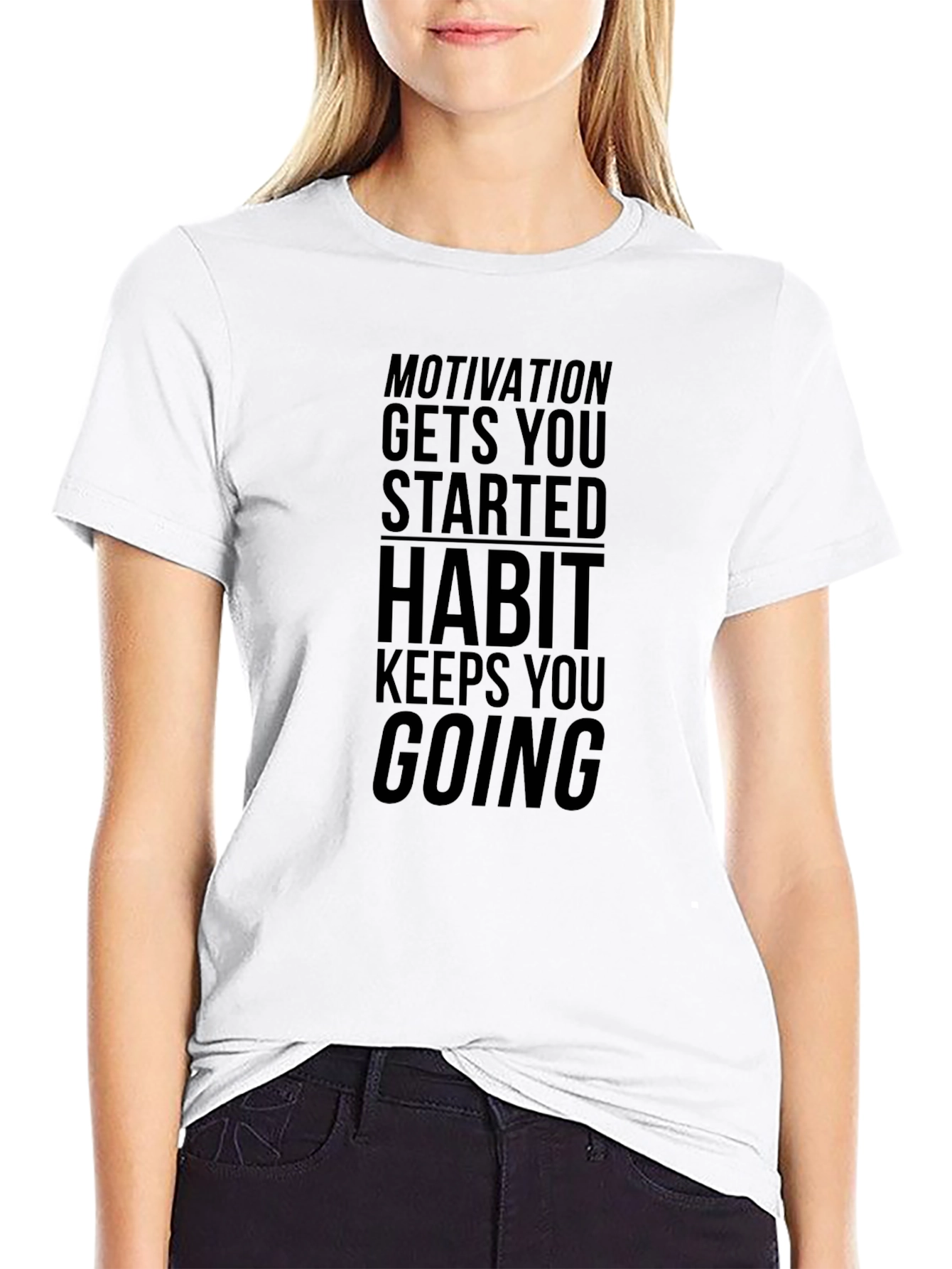 Motivational Black T-Shirt - Habit Keeps You Going