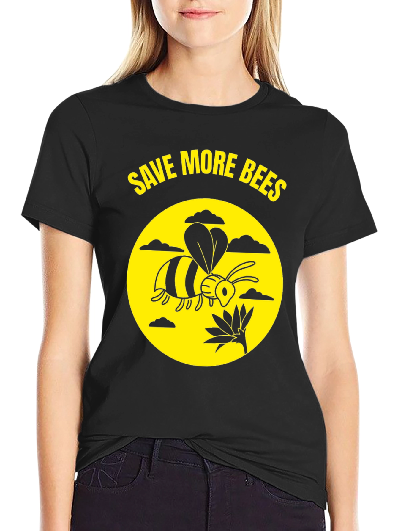 Save More Bees Graphic T-Shirt - Black