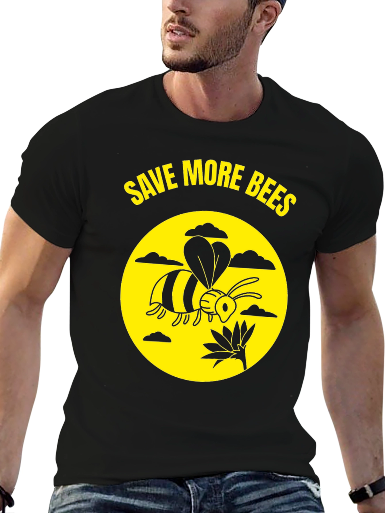 Save More Bees Graphic T-Shirt - Black
