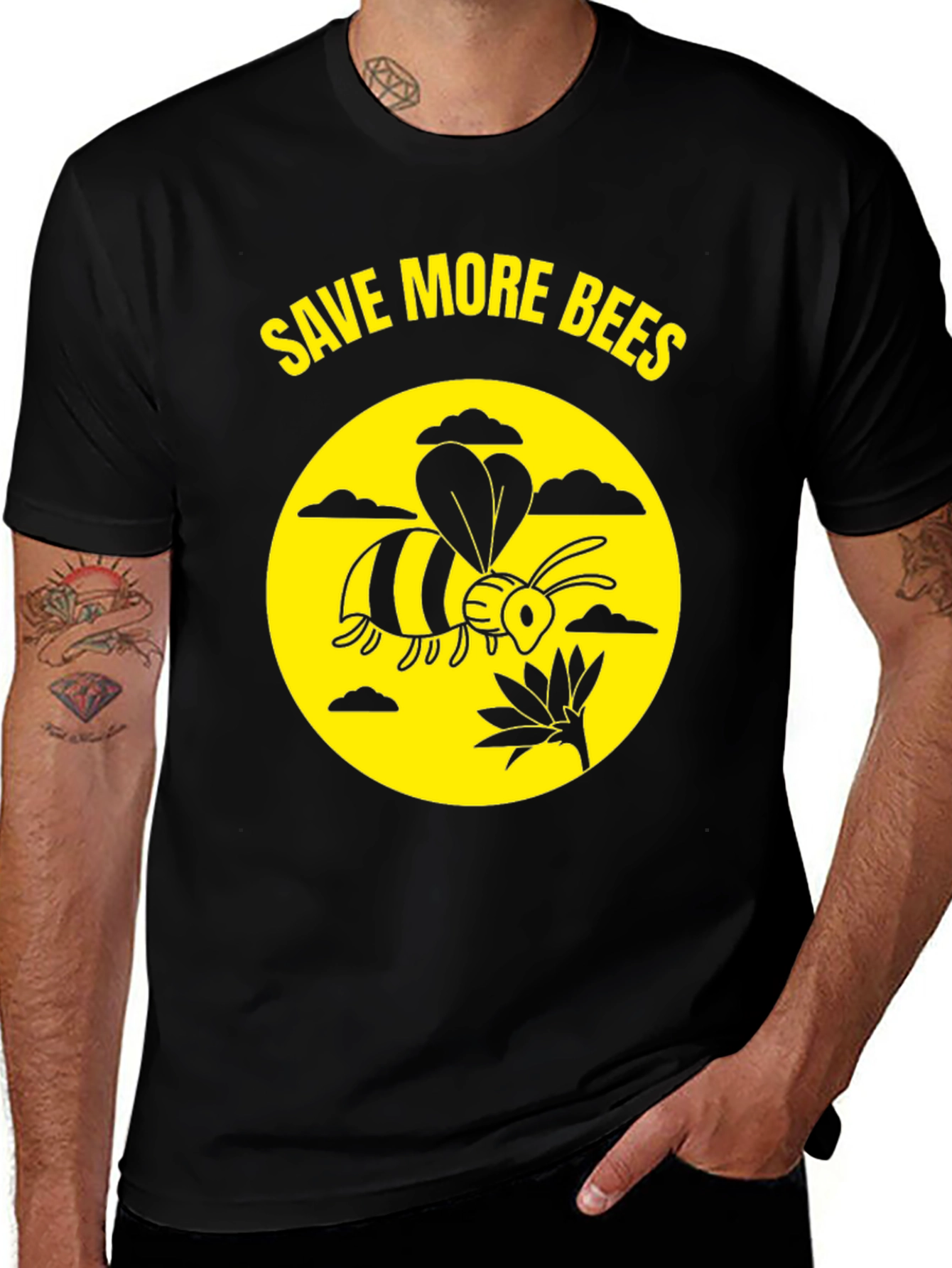 Save More Bees Graphic T-Shirt - Black