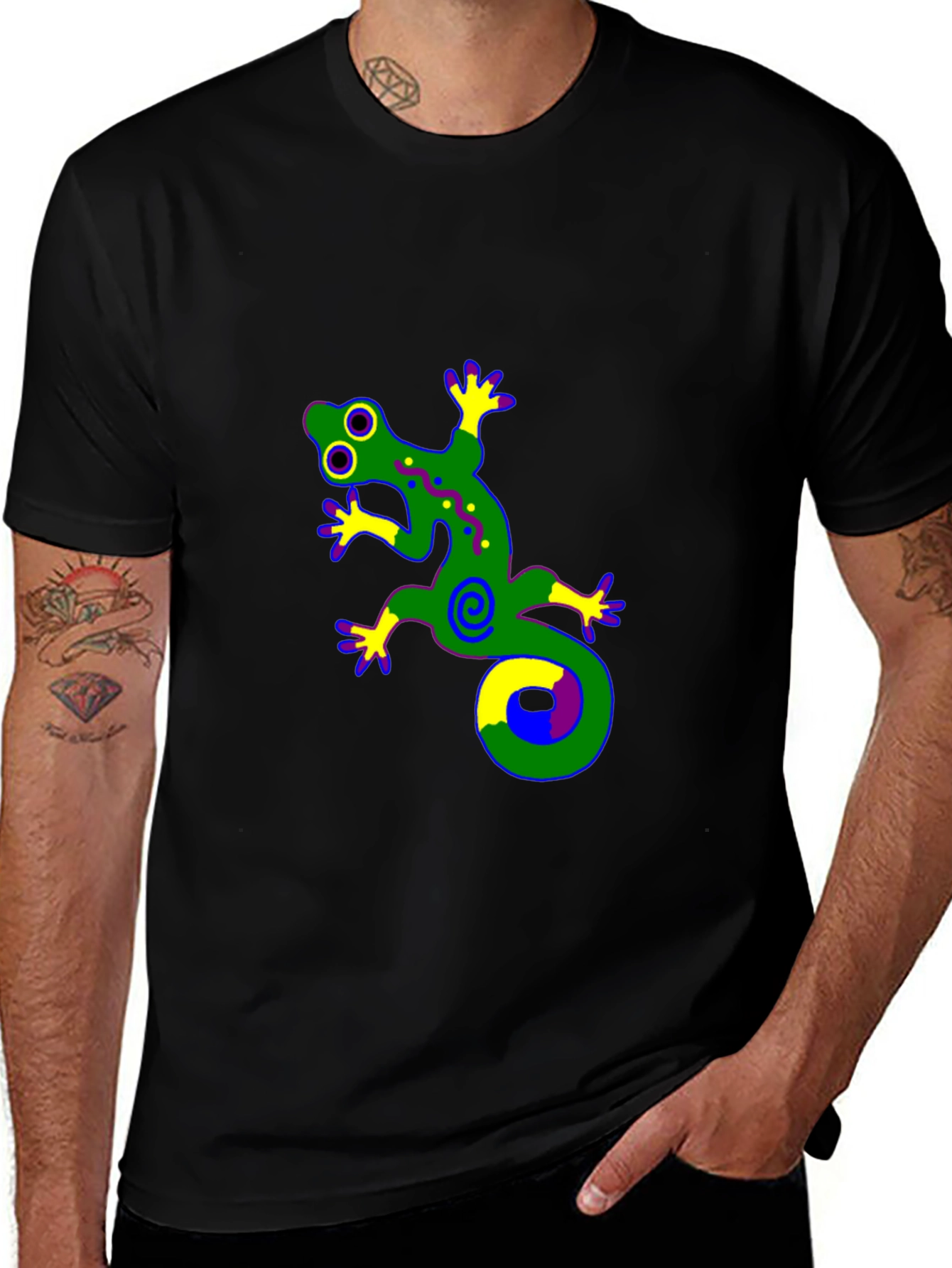 Funky Gecko Graphic Tee - Black