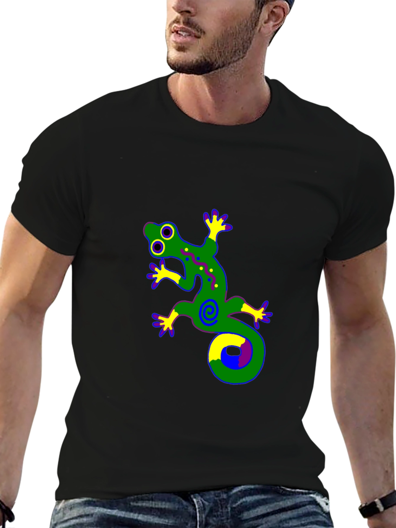 Funky Gecko Graphic Tee - Black