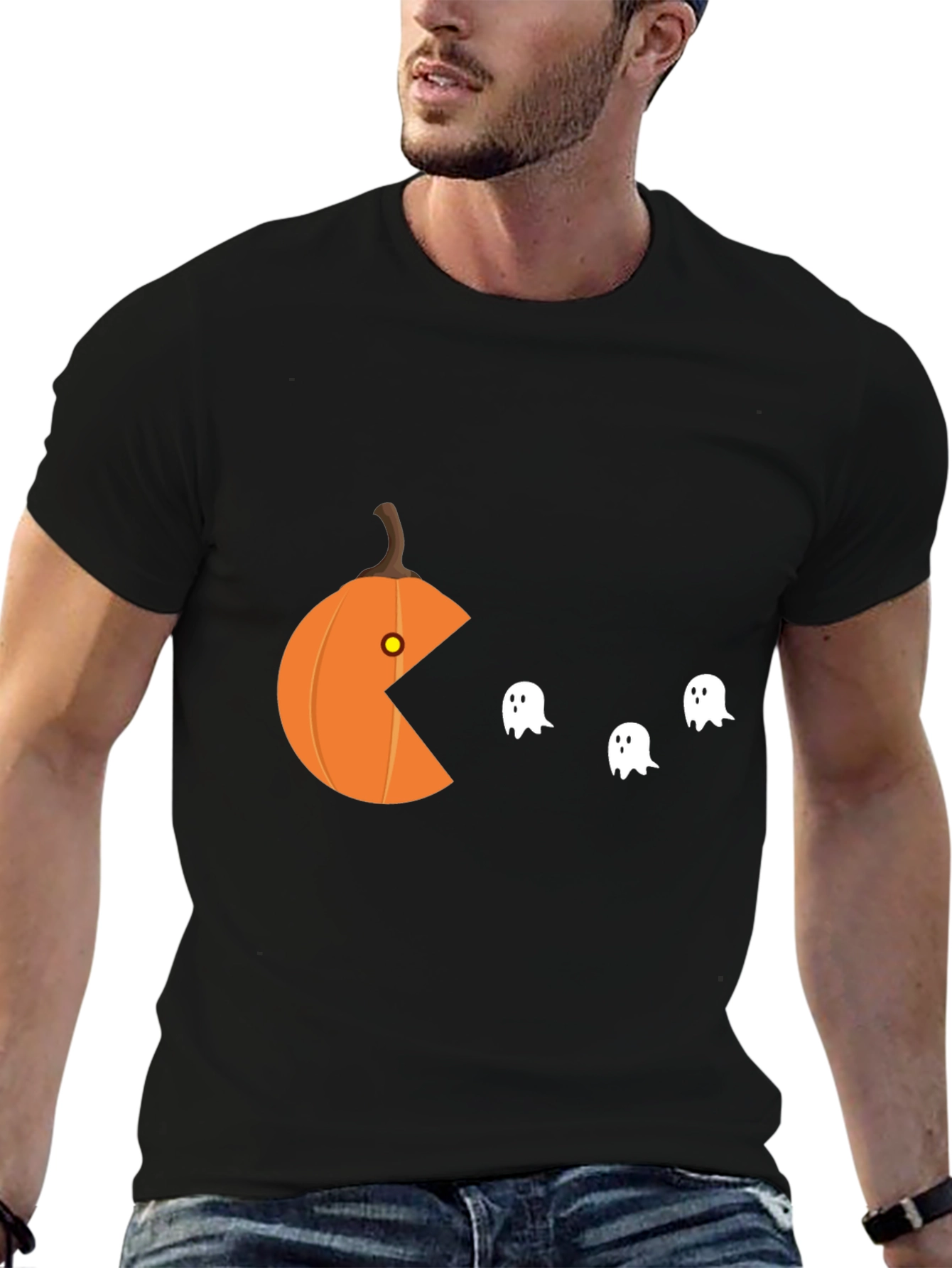 Halloween Pumpkin Pac T-Shirt - Ghost Muncher Tee