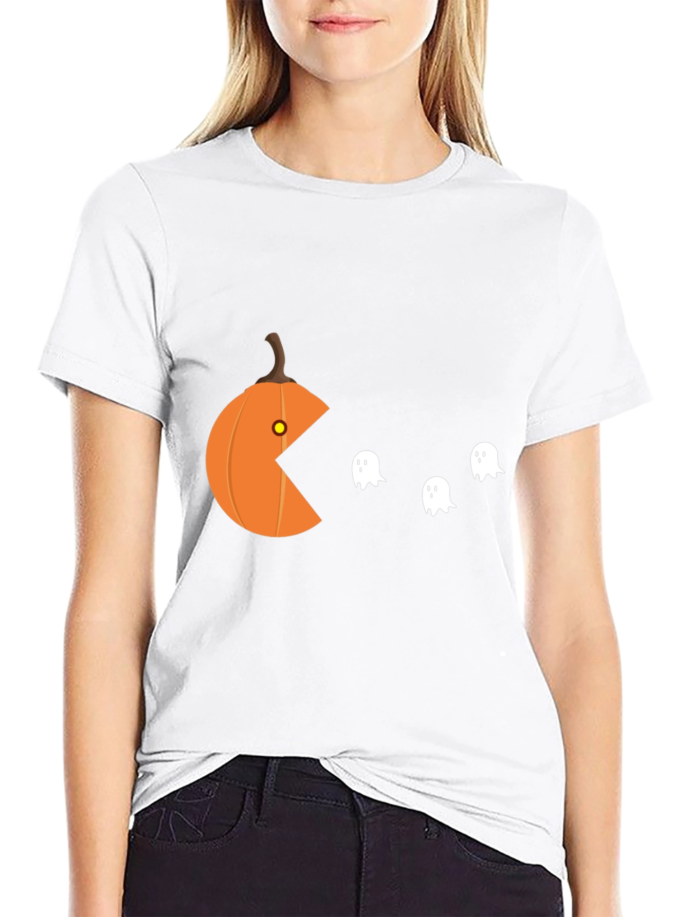 Halloween Pumpkin Pac T-Shirt - Ghost Muncher Tee
