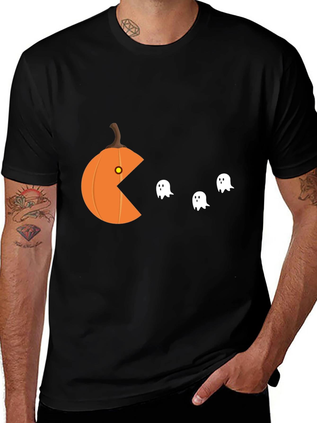 Halloween Pumpkin Pac T-Shirt - Ghost Muncher Tee
