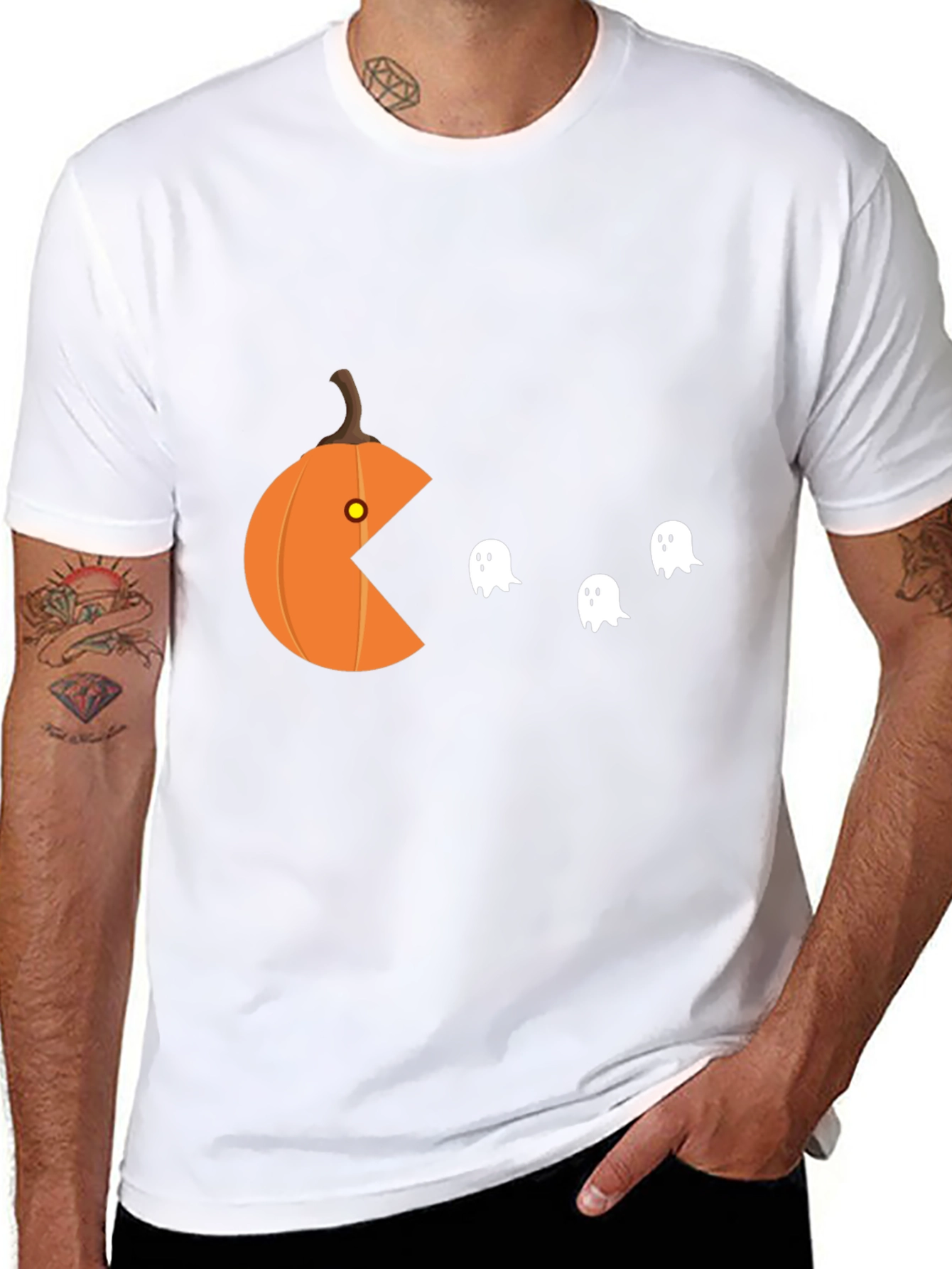 Halloween Pumpkin Pac T-Shirt - Ghost Muncher Tee