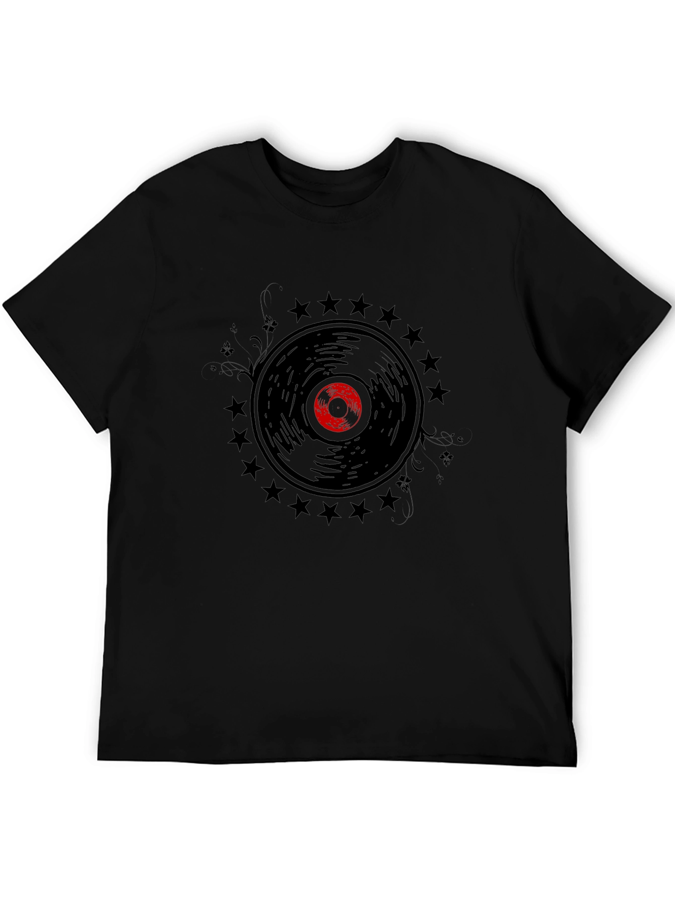 Retro Vinyl Record Starburst Graphic T-Shirt