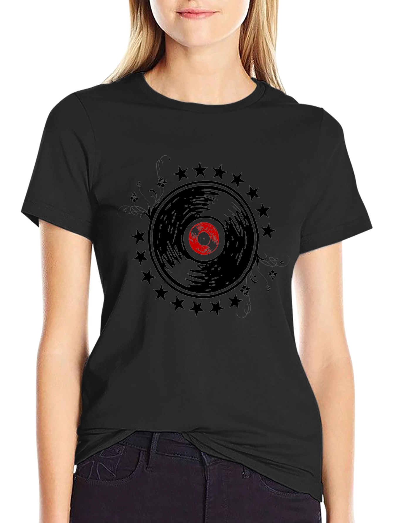 Retro Vinyl Record Starburst Graphic T-Shirt