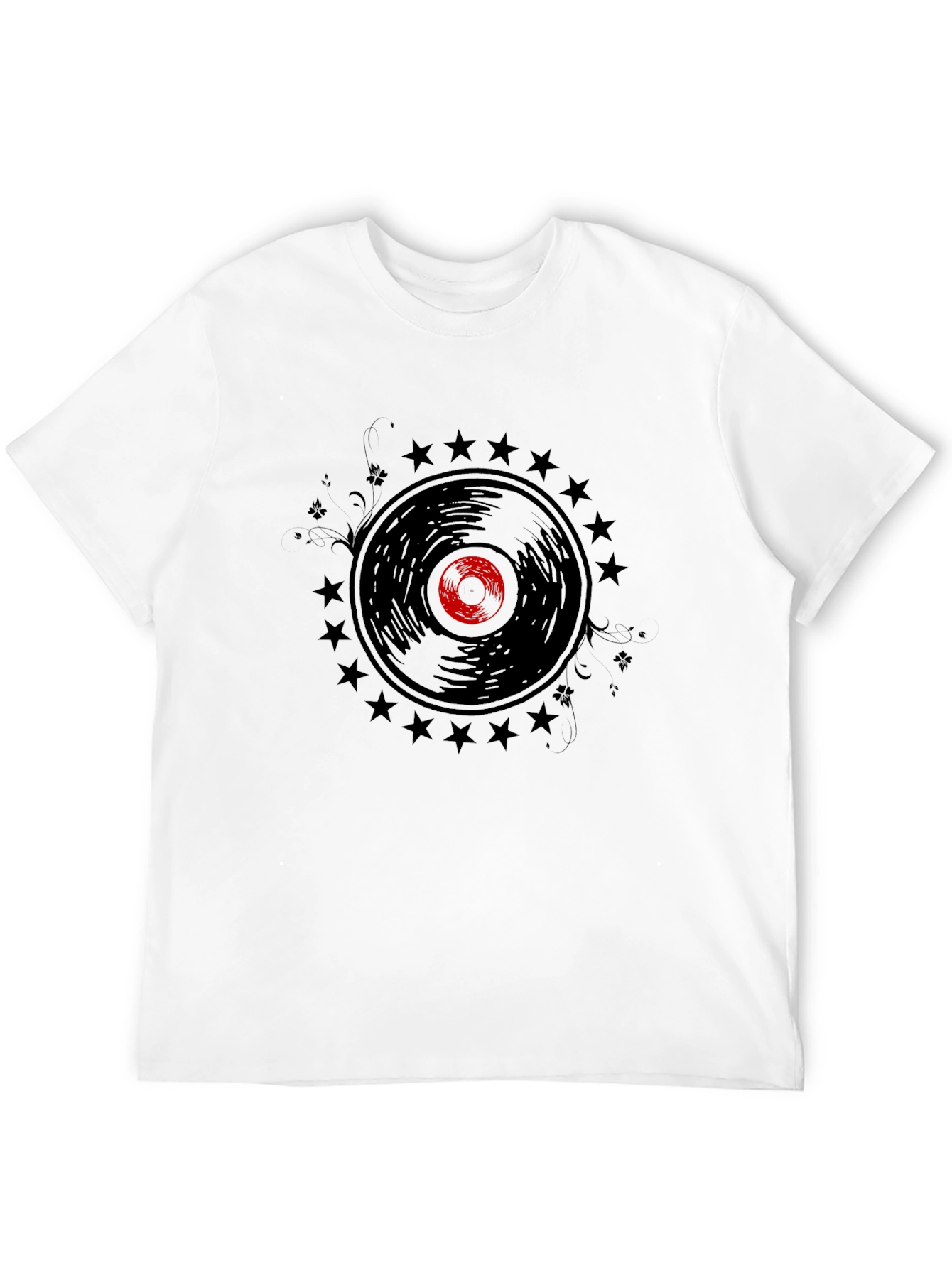 Retro Vinyl Record Starburst Graphic T-Shirt