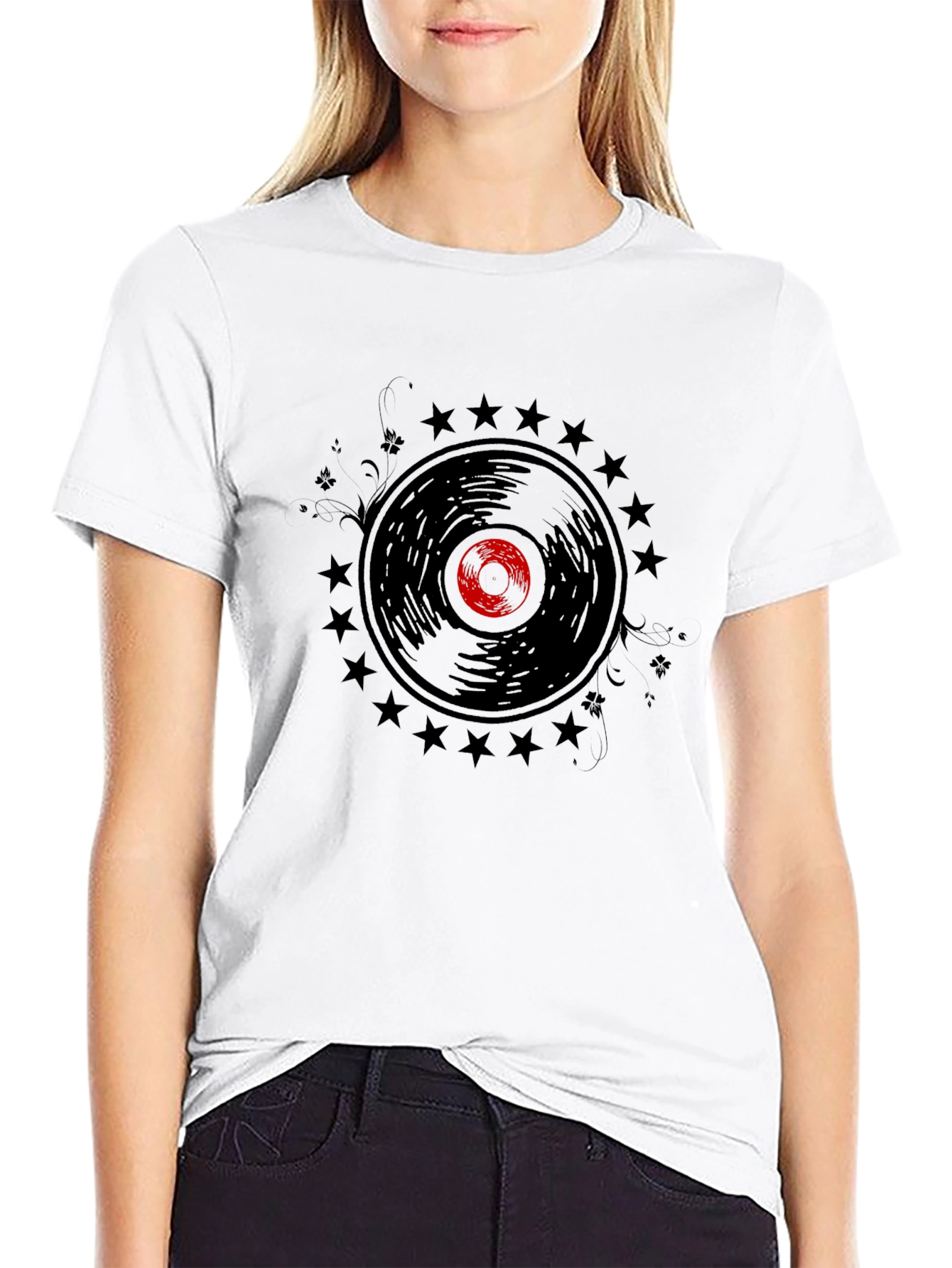 Retro Vinyl Record Starburst Graphic T-Shirt