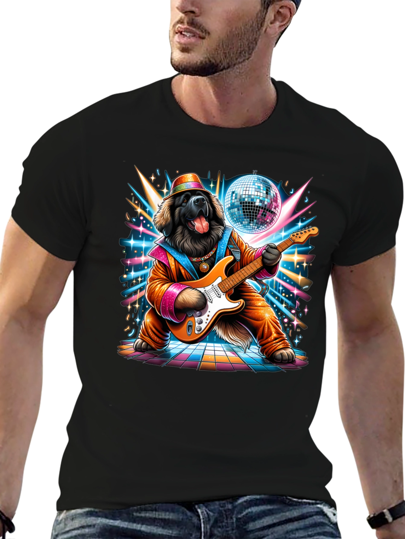 Dog Disco Guitarist Graphic Tee
