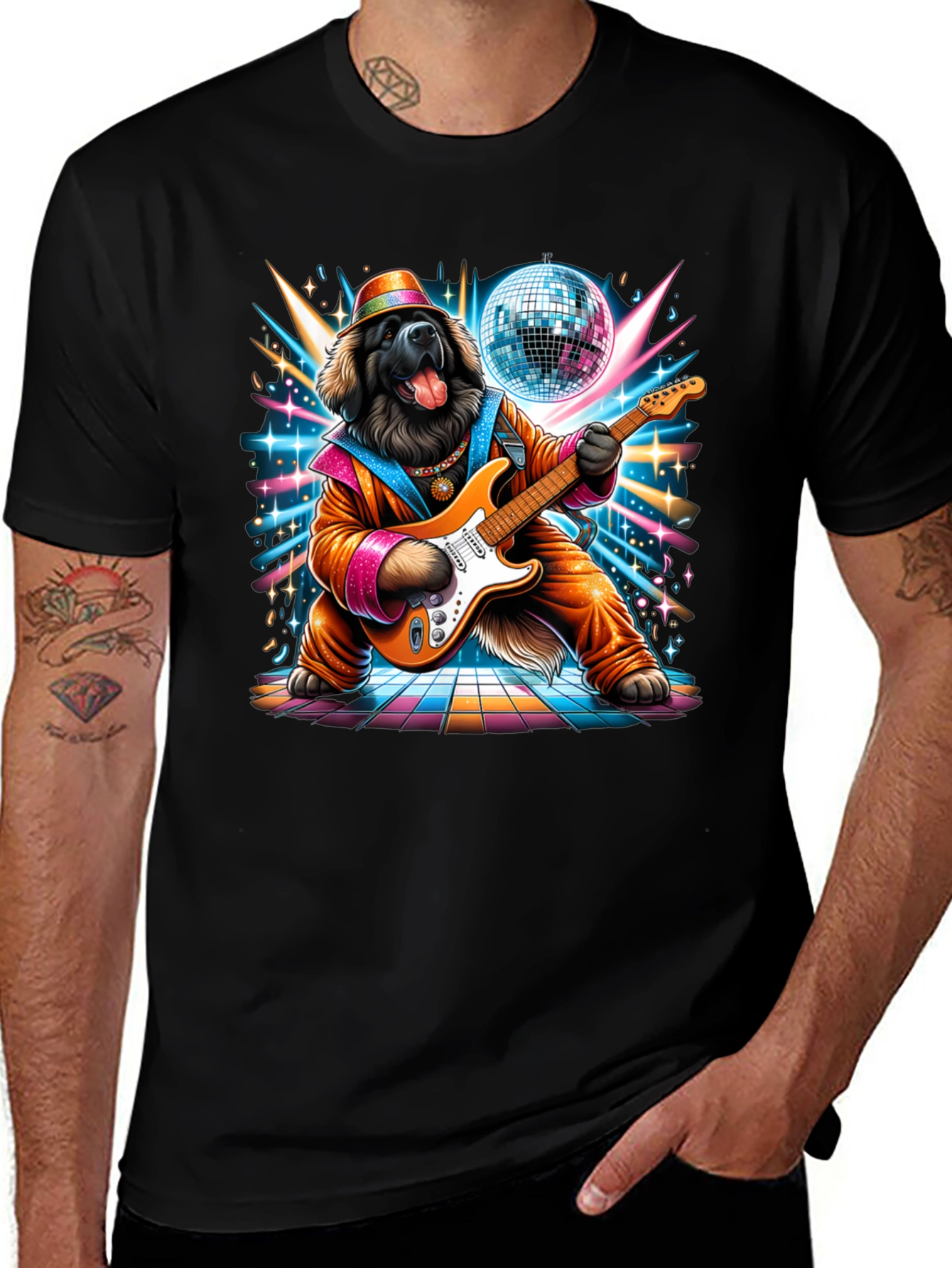 Dog Disco Guitarist Graphic Tee