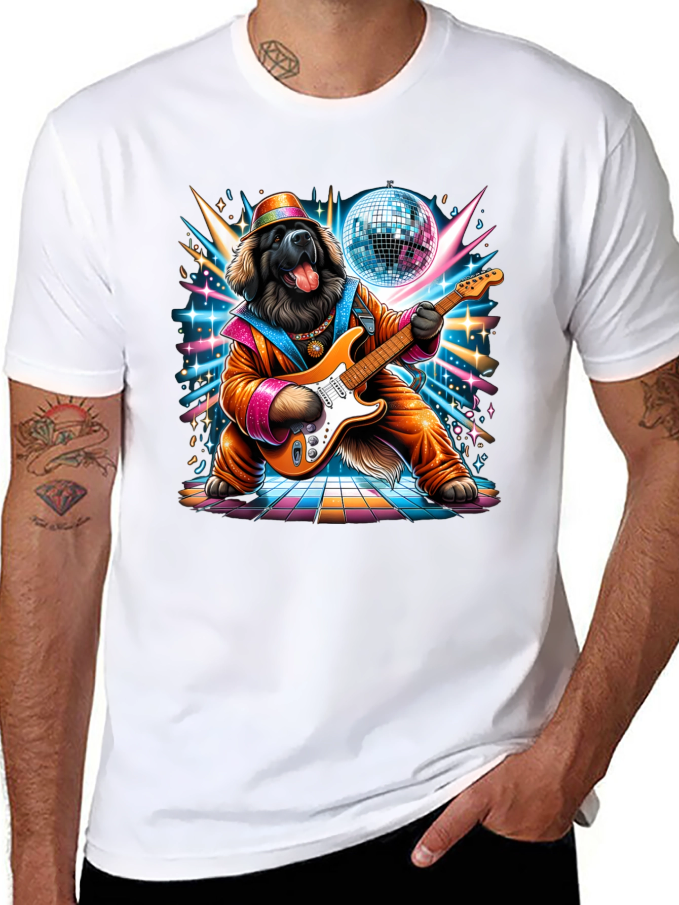 Dog Disco Guitarist Graphic Tee