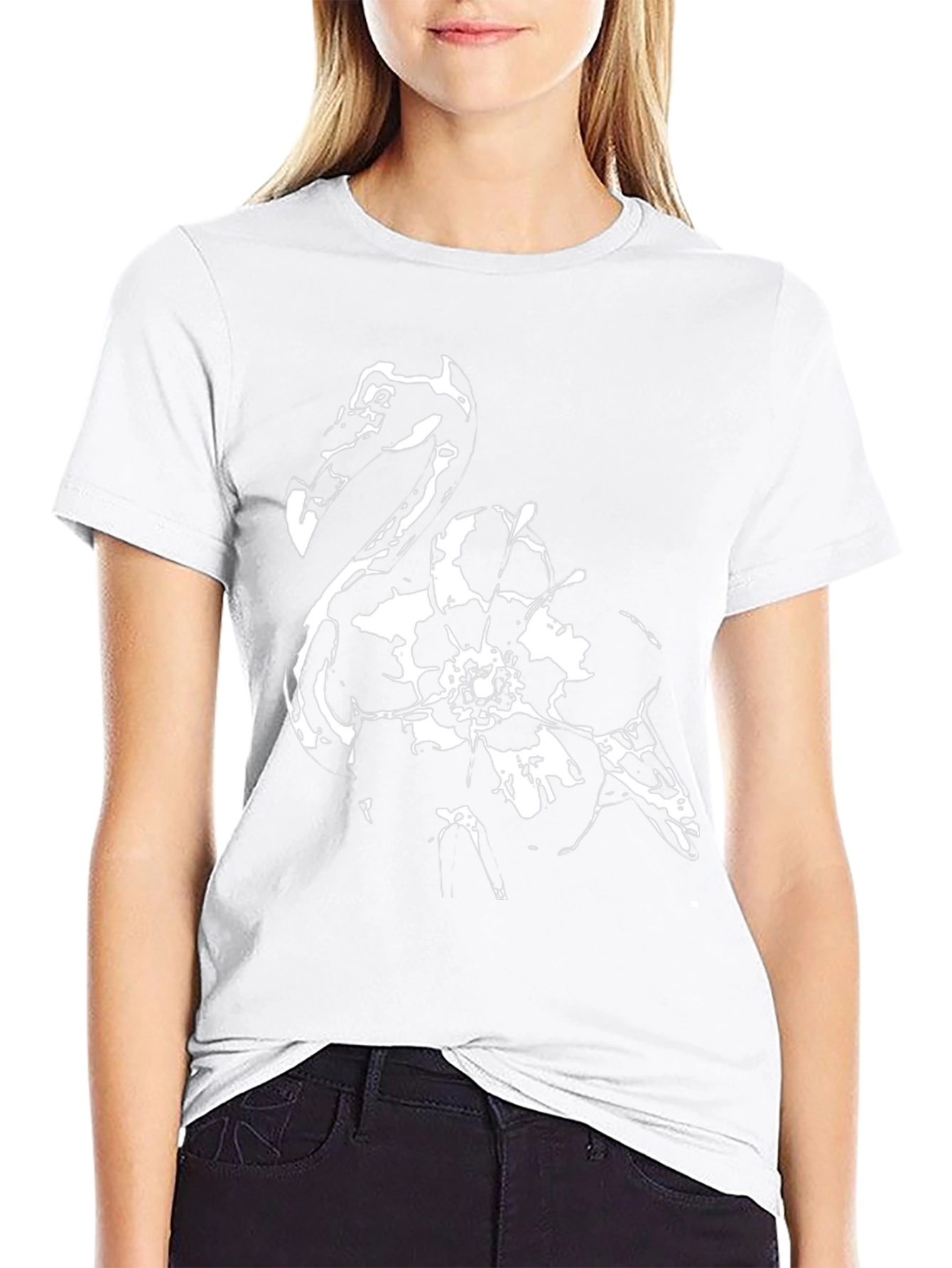 Abstract Flamingo Graphic Black T-Shirt