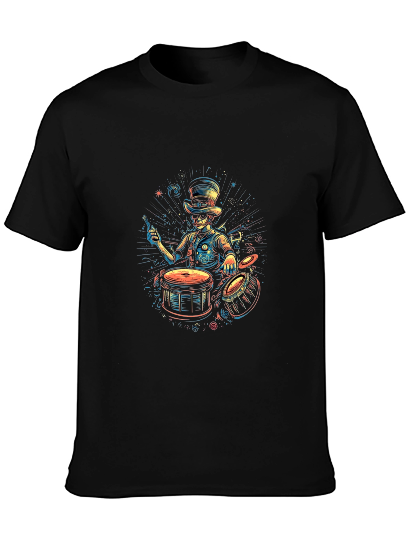 Drummer Skeleton Graphic Tee - Unique Style