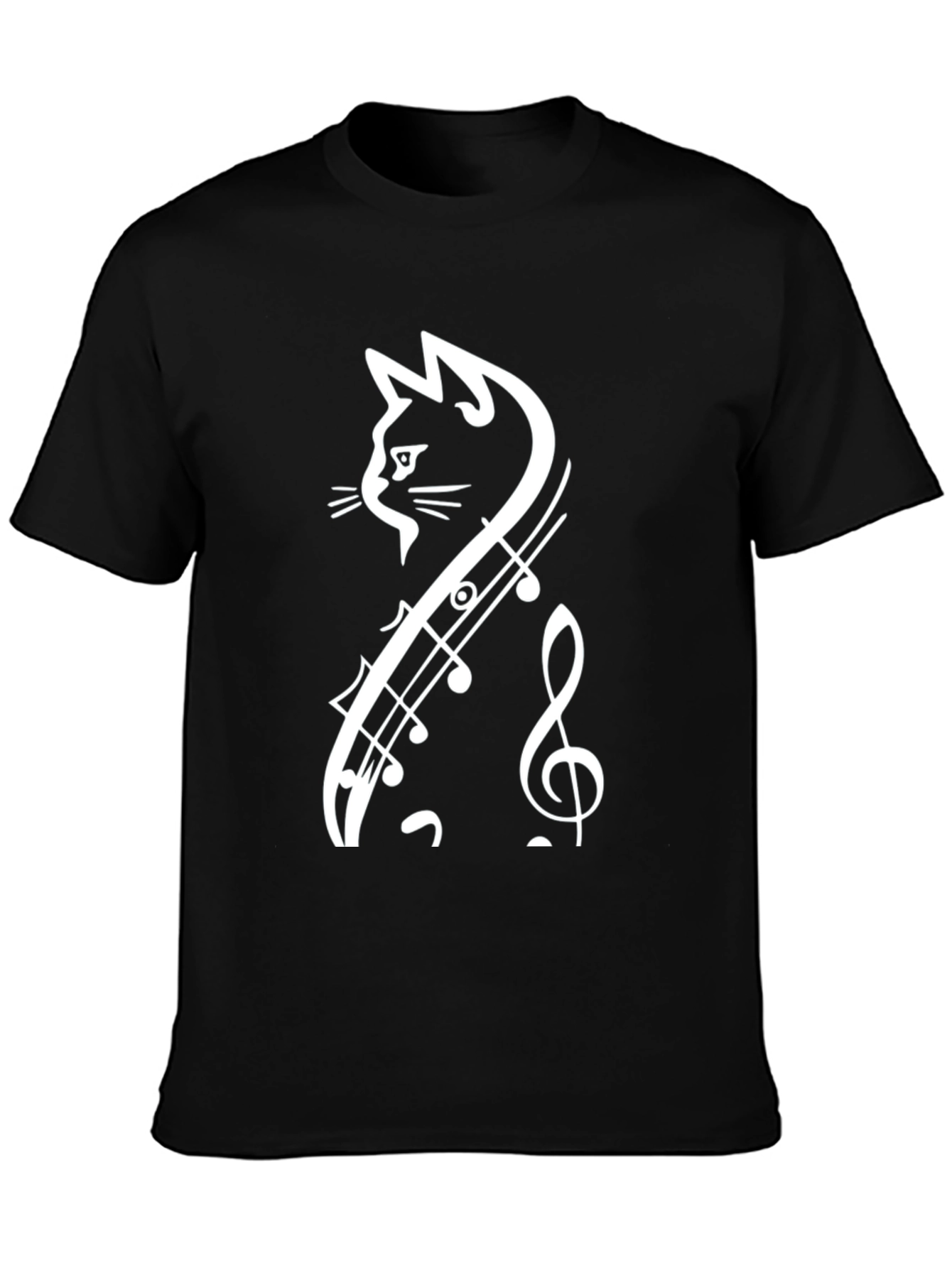 Music Cat T-Shirt - Unique Treble Clef Design