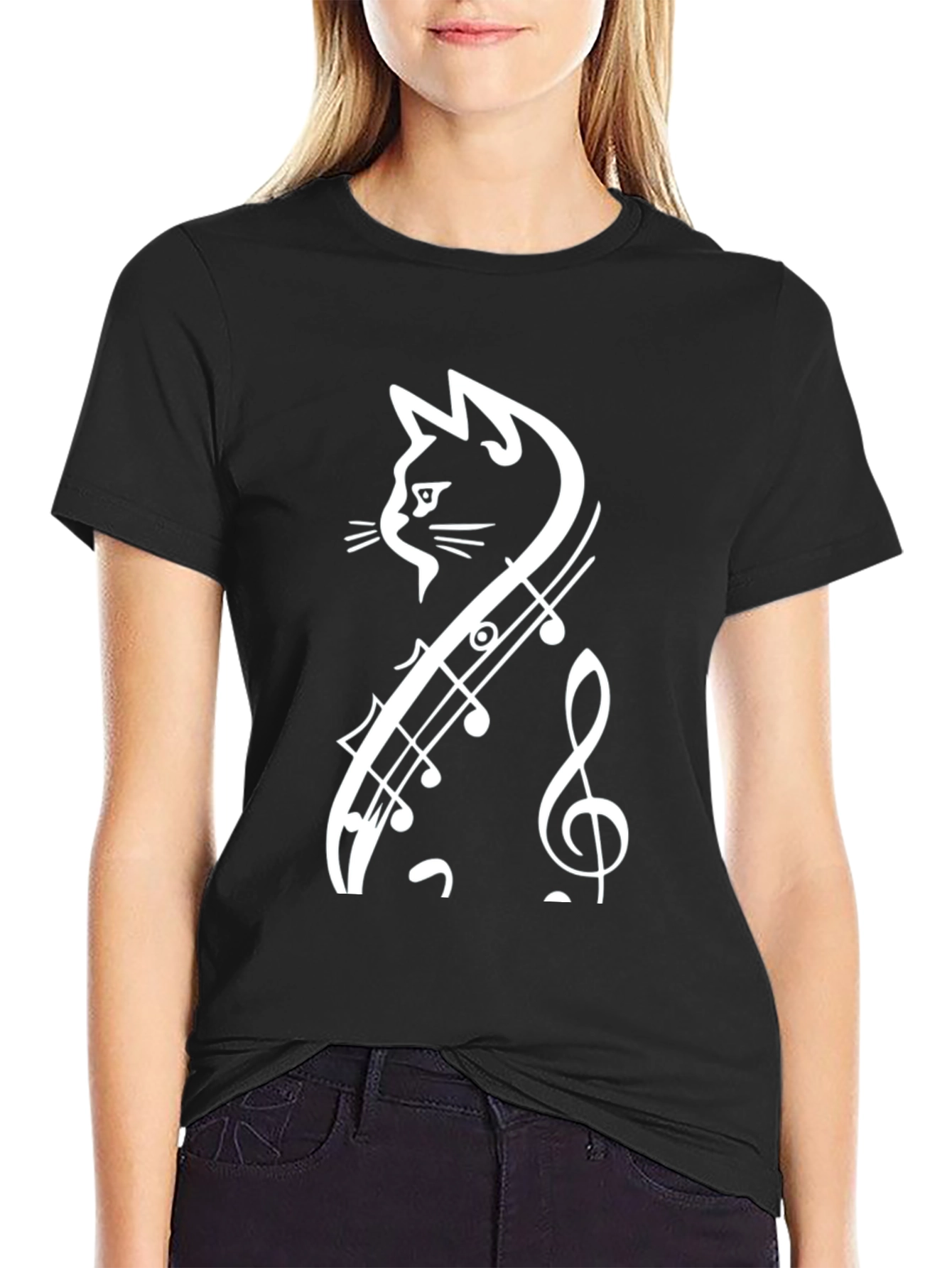 Music Cat T-Shirt - Unique Treble Clef Design