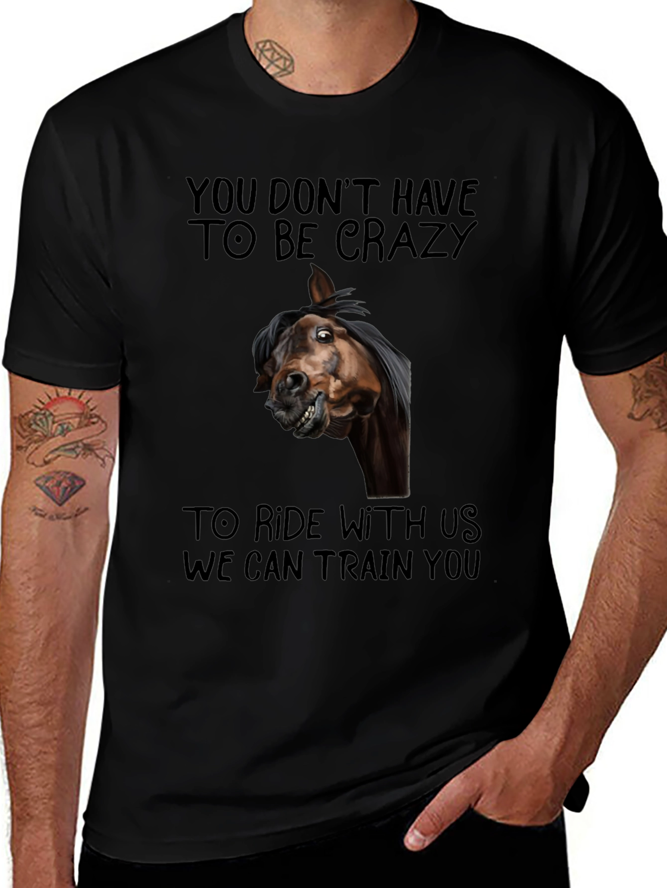 Crazy Horse T-Shirt Funny Equestrian Riding Tee