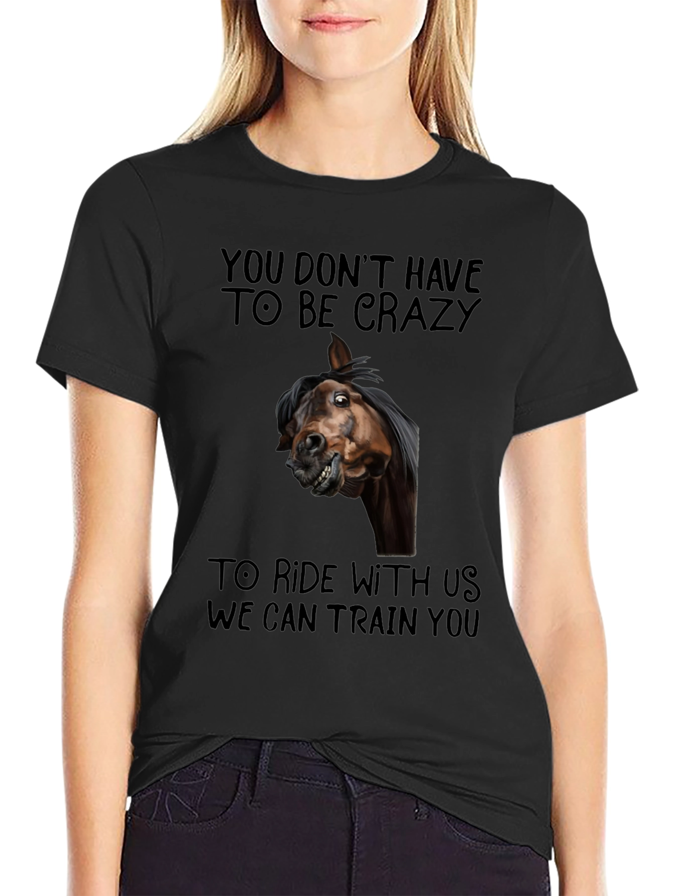 Crazy Horse T-Shirt Funny Equestrian Riding Tee