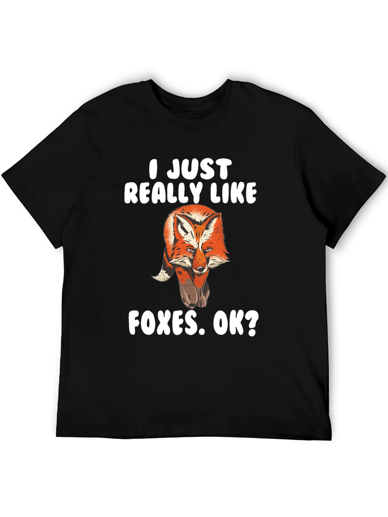I Just Really Like Foxes Black Graphic Tee