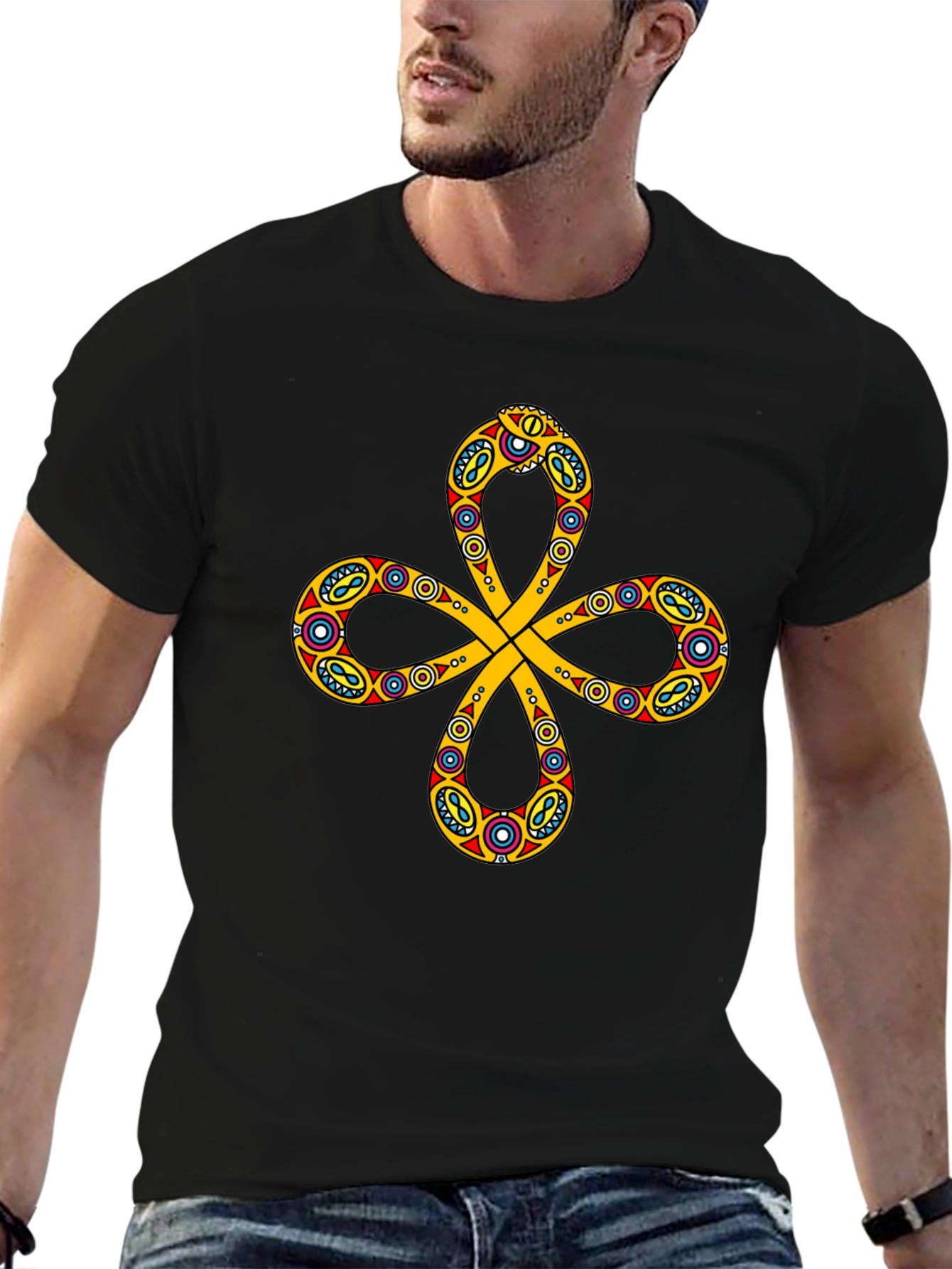 Unique Pattern Black T-Shirt