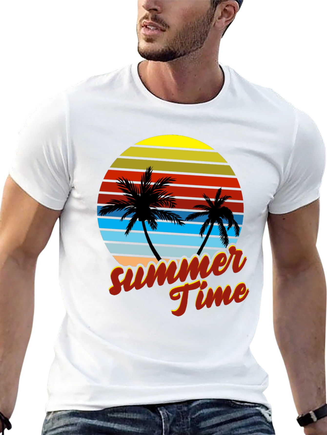 Retro Summer Time Palm Tree T-Shirt