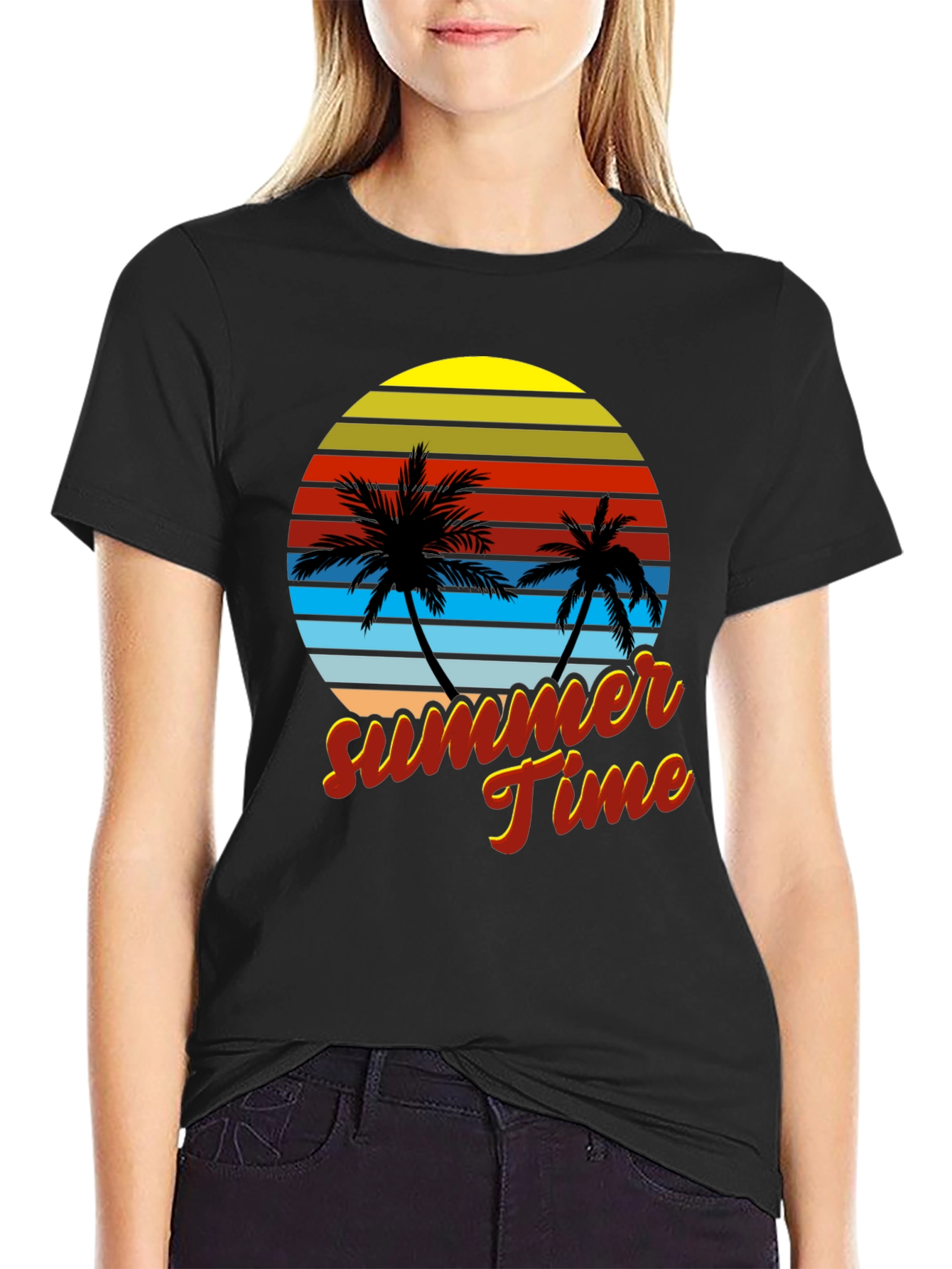 Retro Summer Time Palm Tree T-Shirt