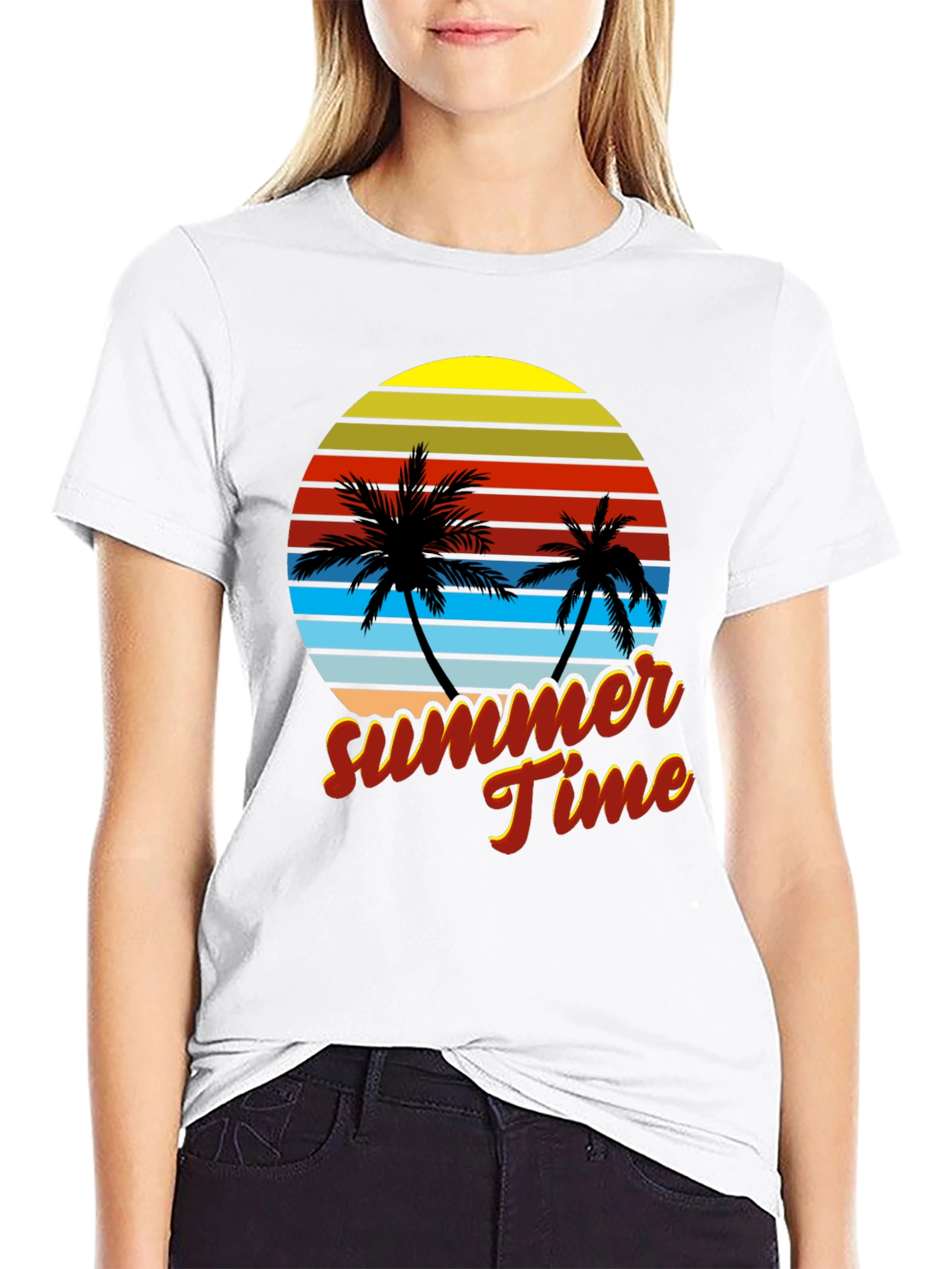 Retro Summer Time Palm Tree T-Shirt