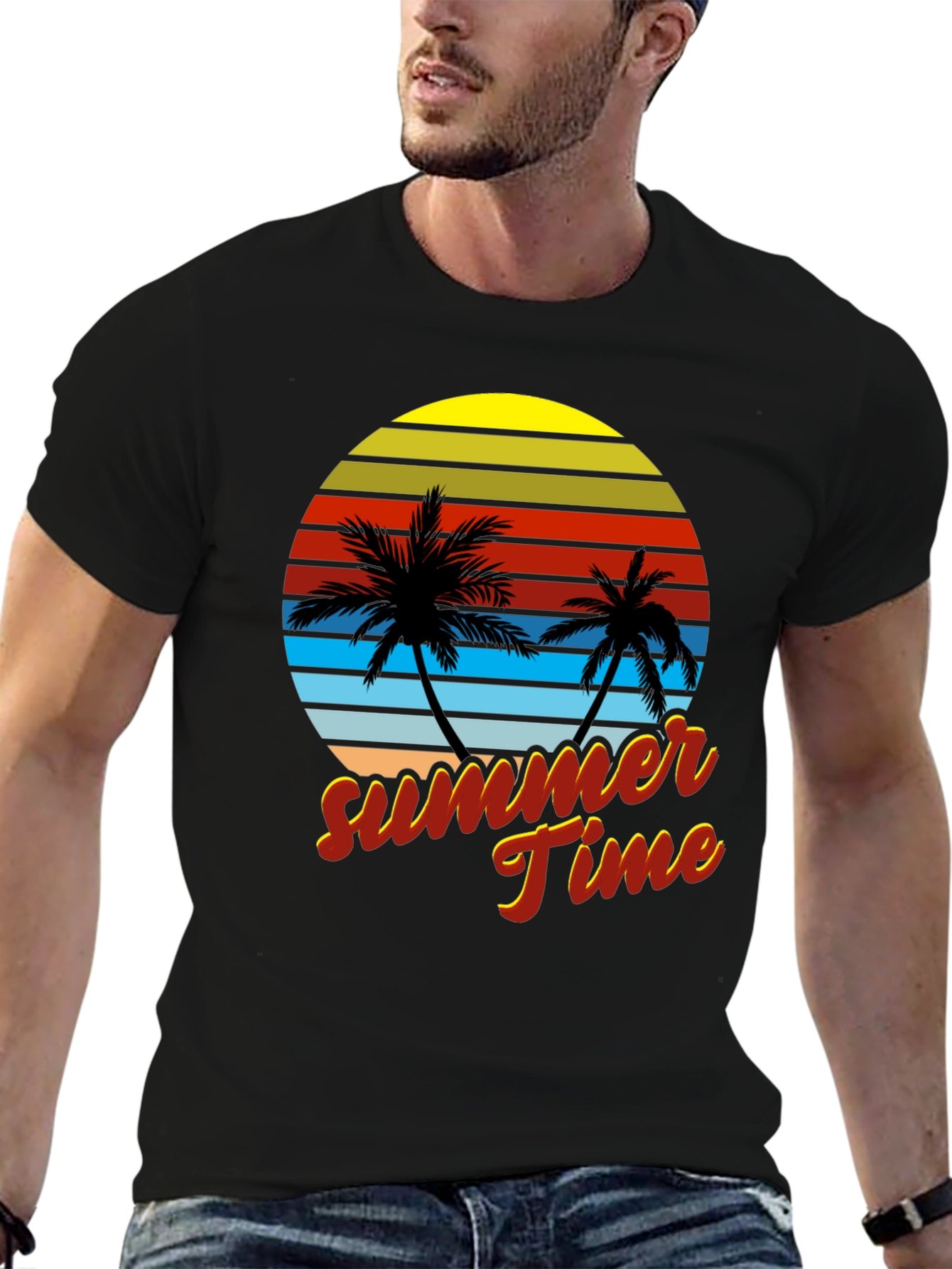 Retro Summer Time Palm Tree T-Shirt