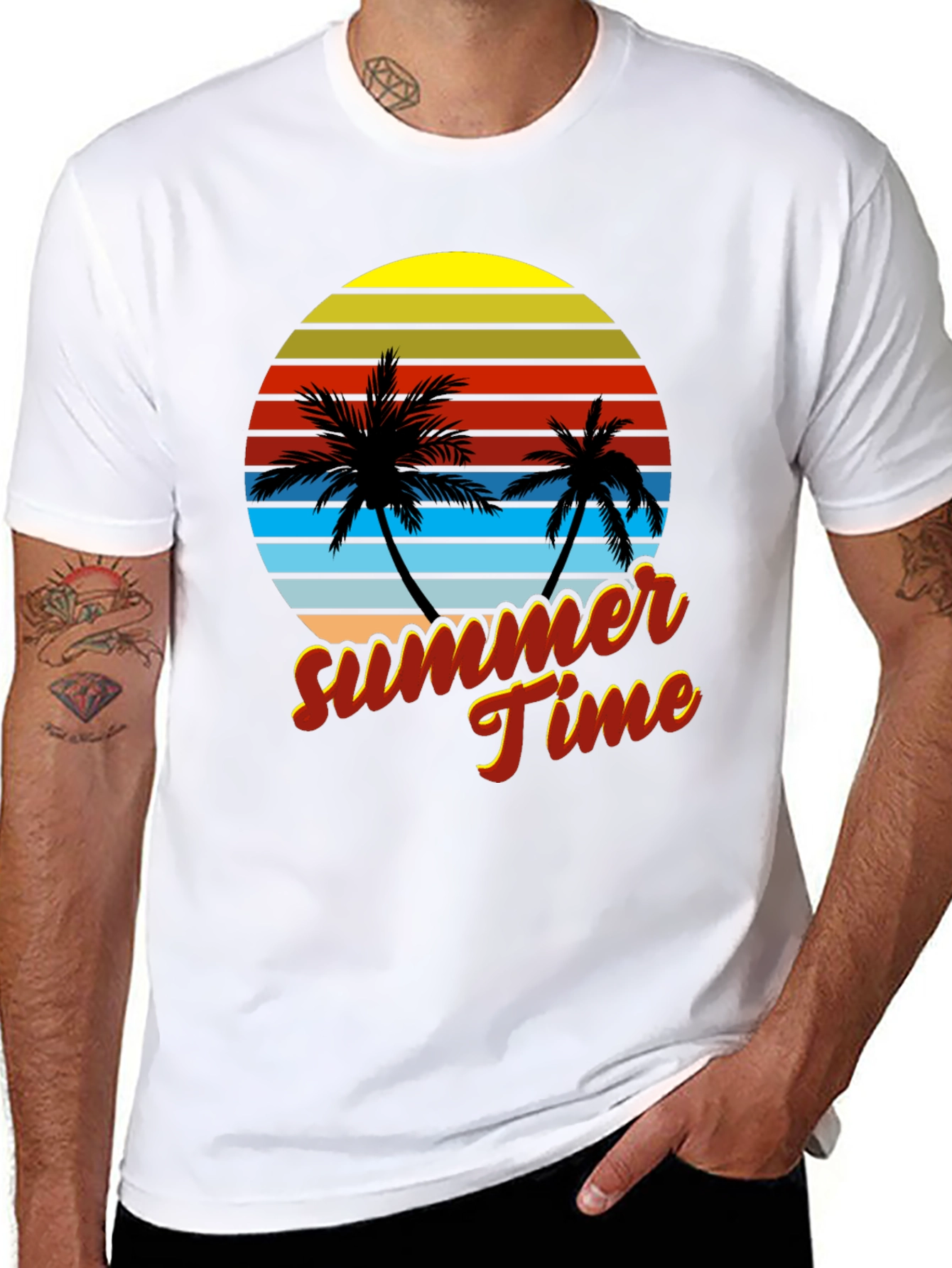 Retro Summer Time Palm Tree T-Shirt