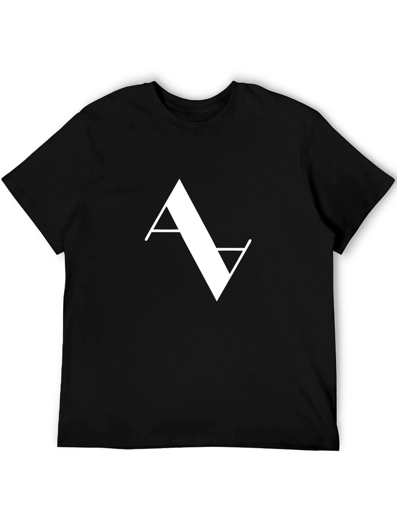 Modern Minimalist White Logo Print Black T-Shirt