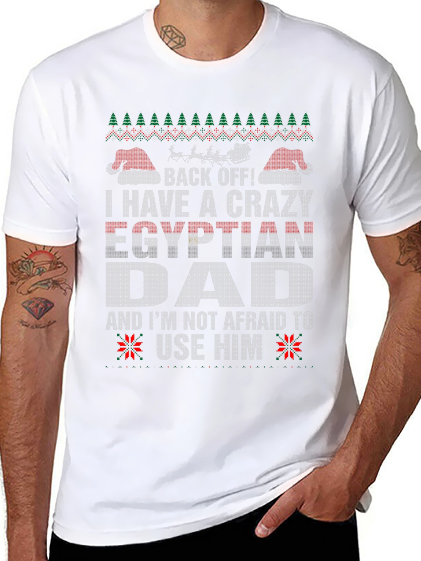Crazy Egyptian Dad Ugly Christmas Sweater T-Shirt