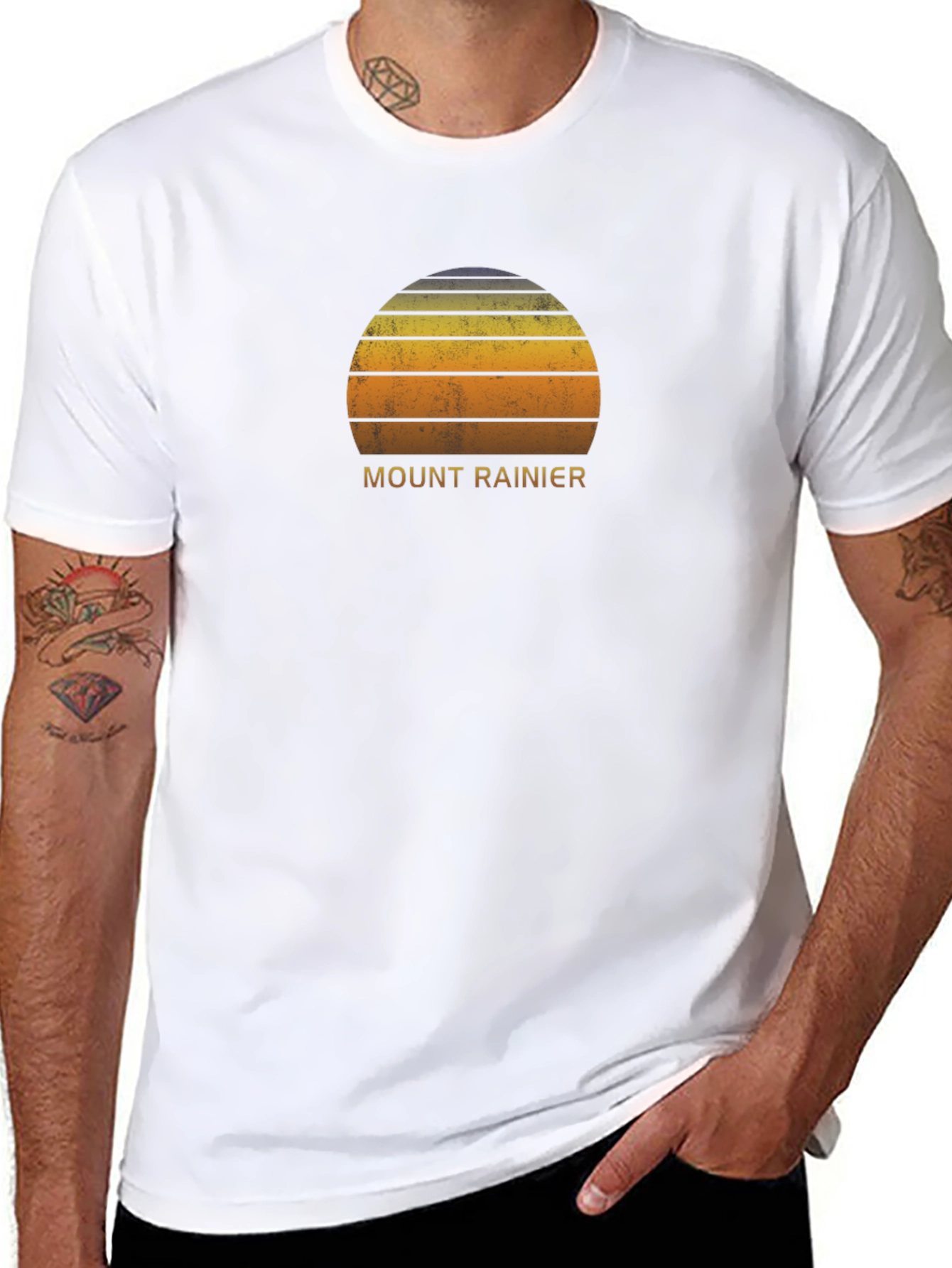 Mount Rainier Sunset Graphic Tee - Black
