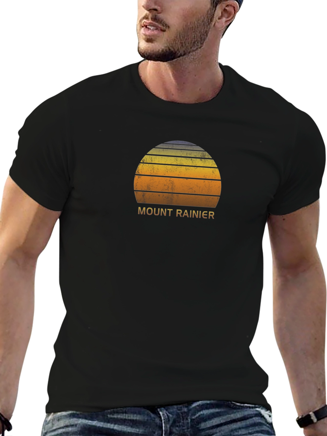 Mount Rainier Sunset Graphic Tee - Black