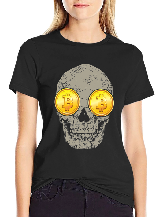 Bitcoin Skull Graphic Tee - Crypto Investor Shirt