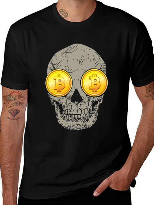 Bitcoin Skull Graphic Tee - Crypto Investor Shirt