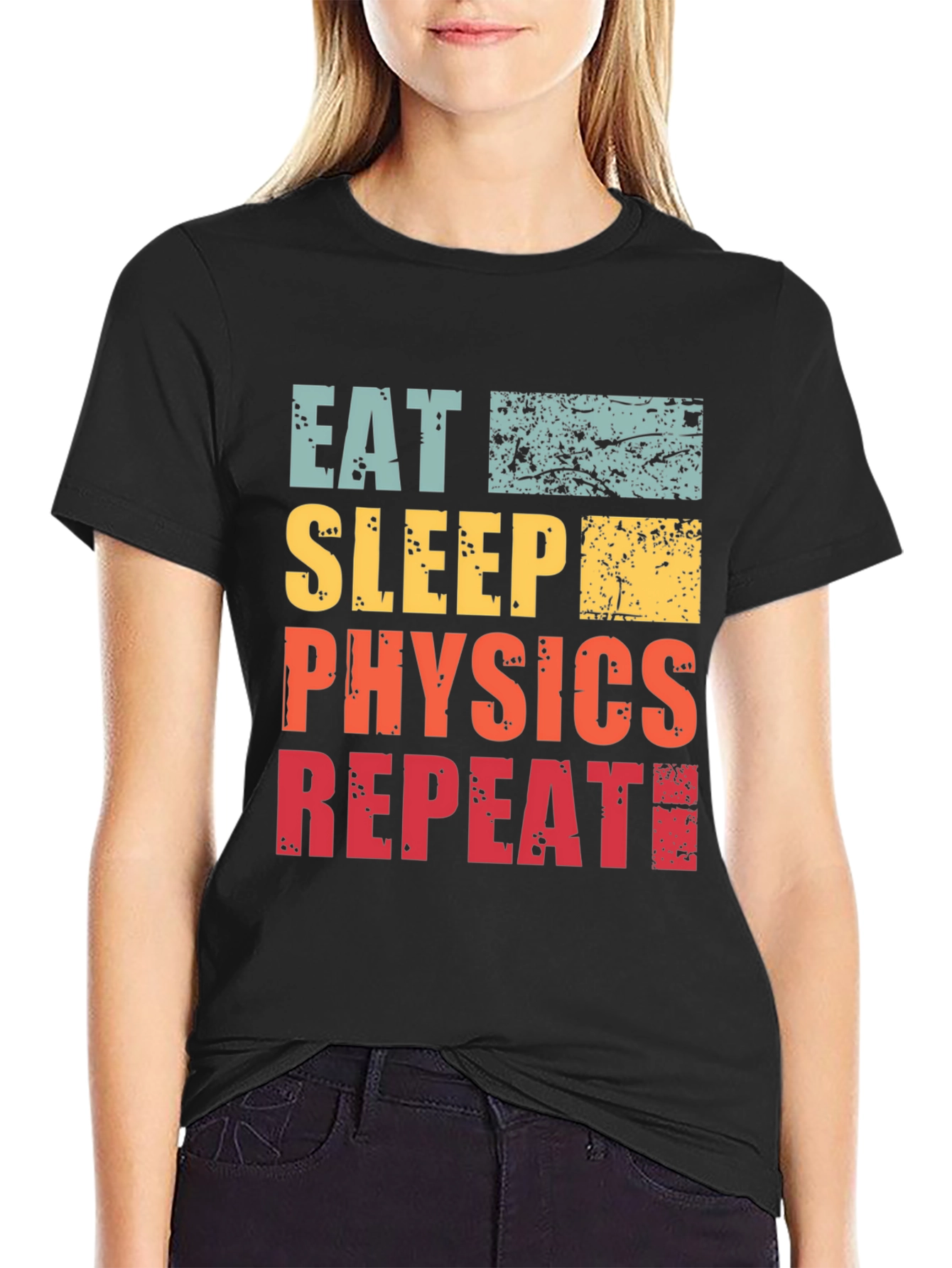 Eat Sleep Physics Repeat T-Shirt - Black Cotton Tee