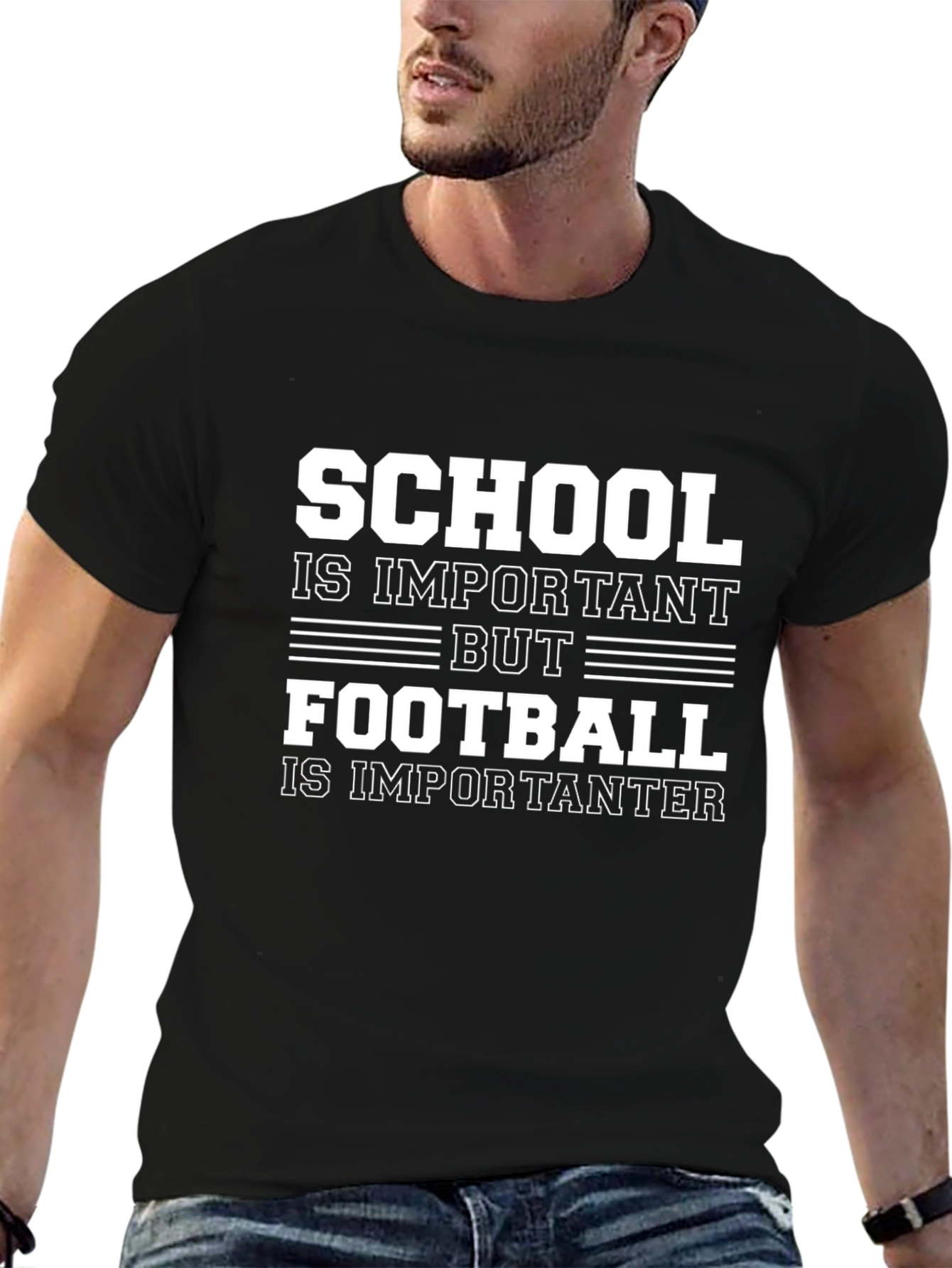 Funny Football T-Shirt - School Important...But!