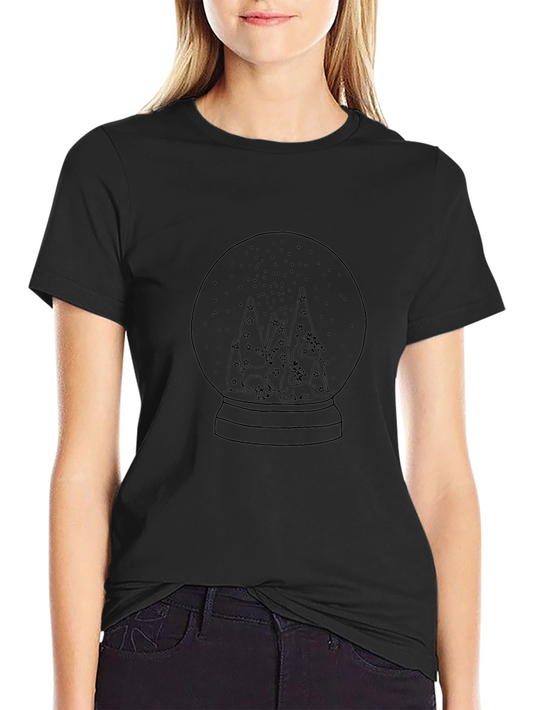 Black Snow Globe Deer Graphic Tee - Unisex