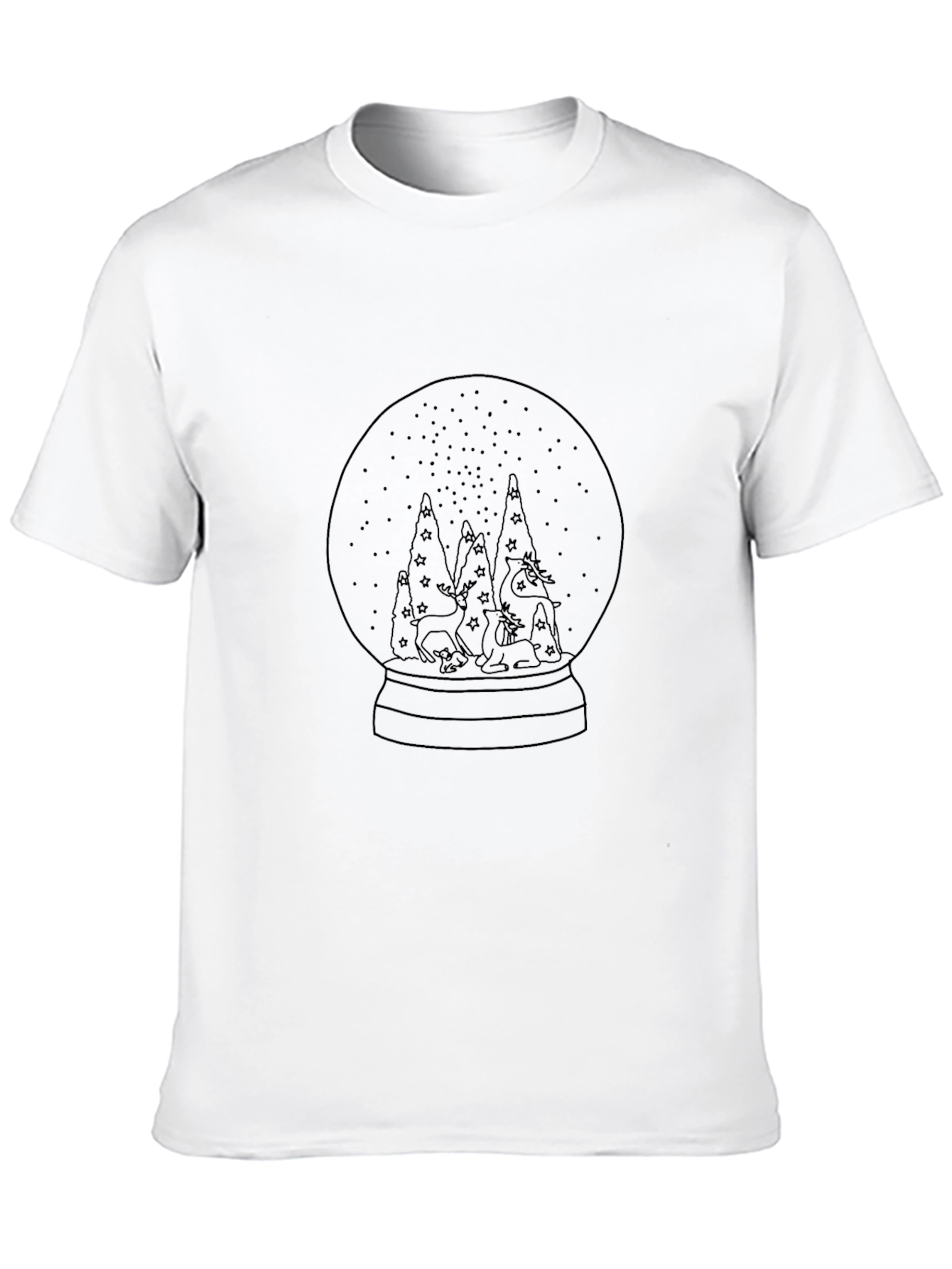Black Snow Globe Deer Graphic Tee - Unisex