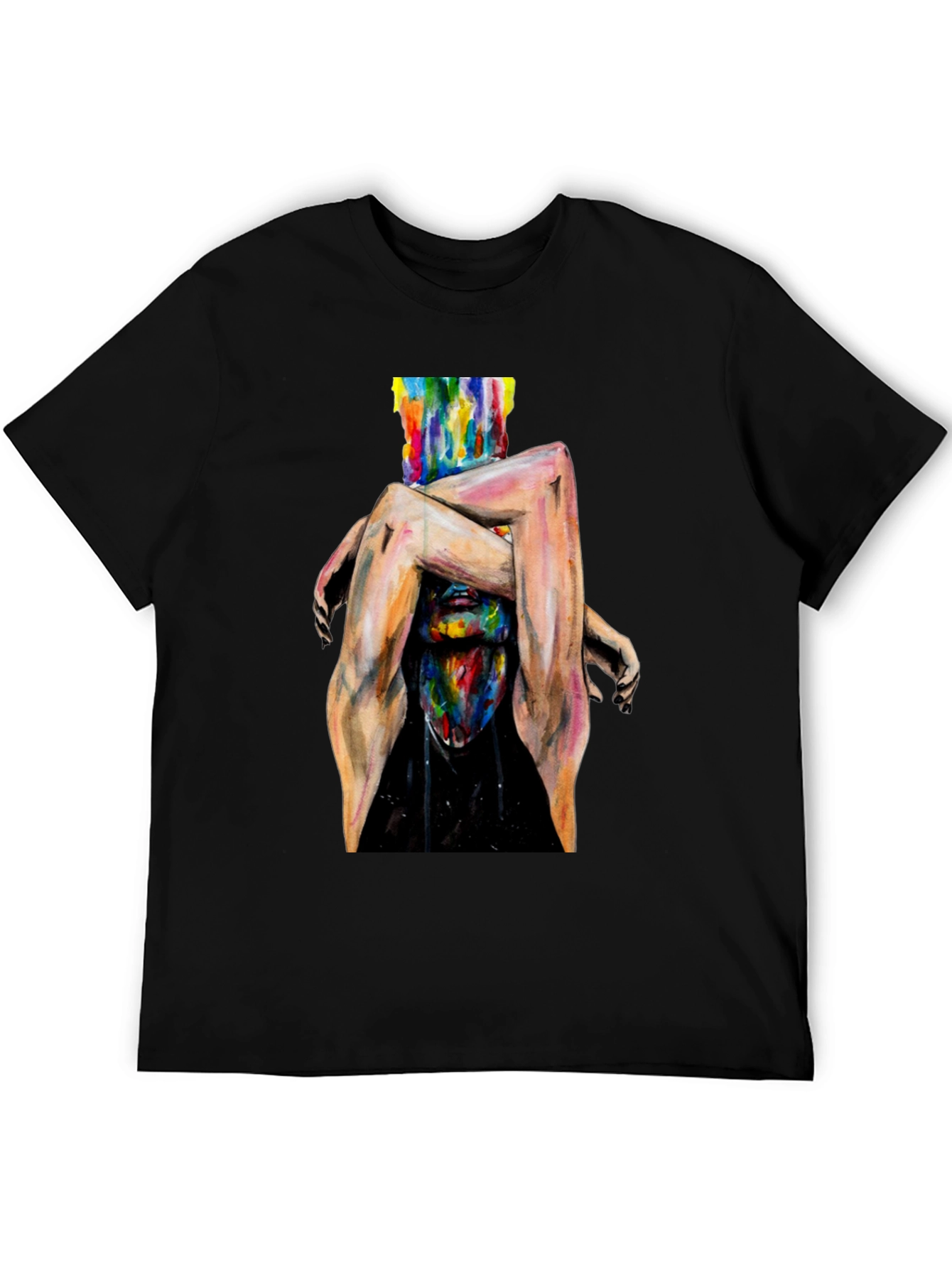 Abstract Art Graphic Print Black T-Shirt