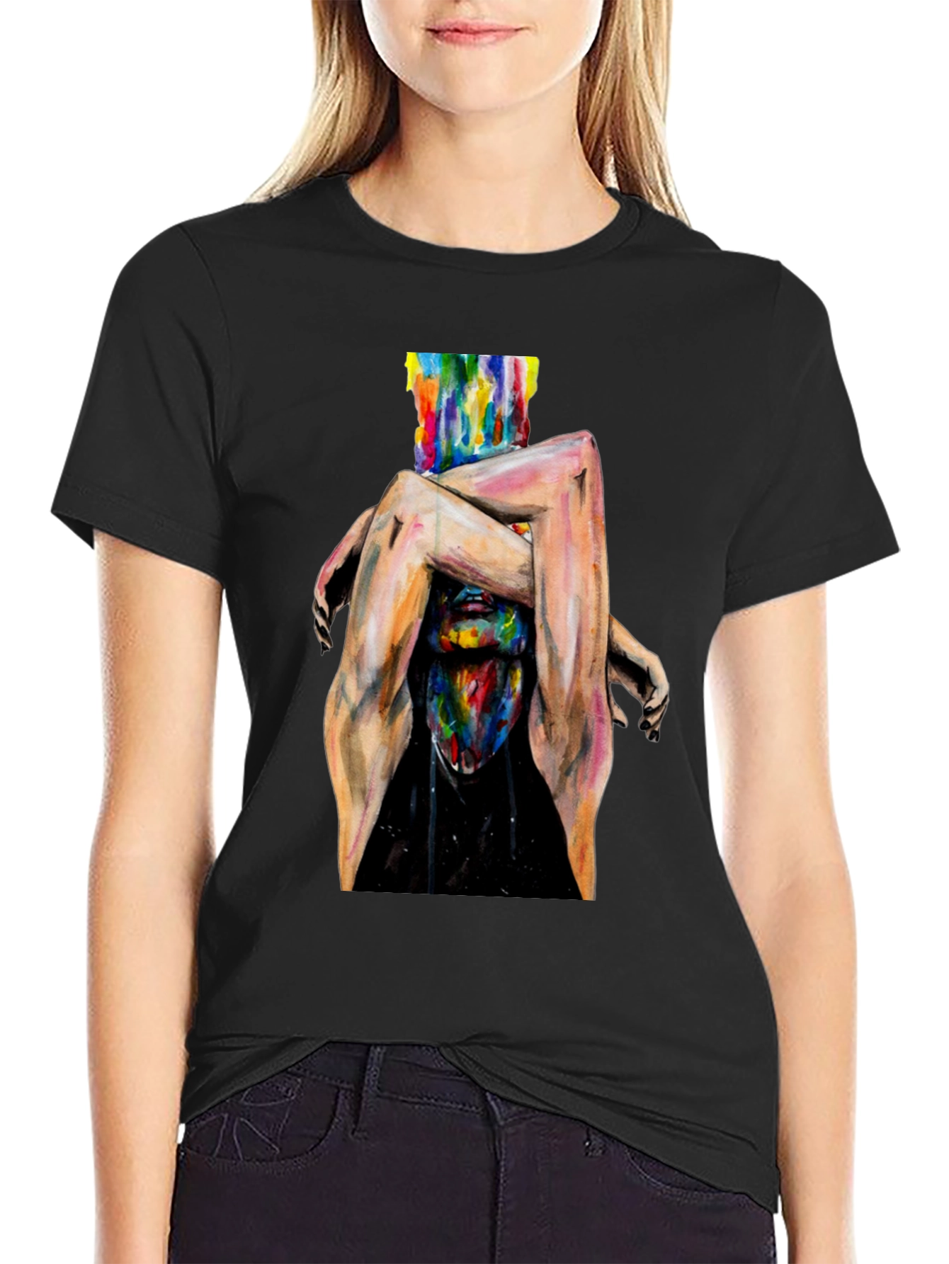Abstract Art Graphic Print Black T-Shirt