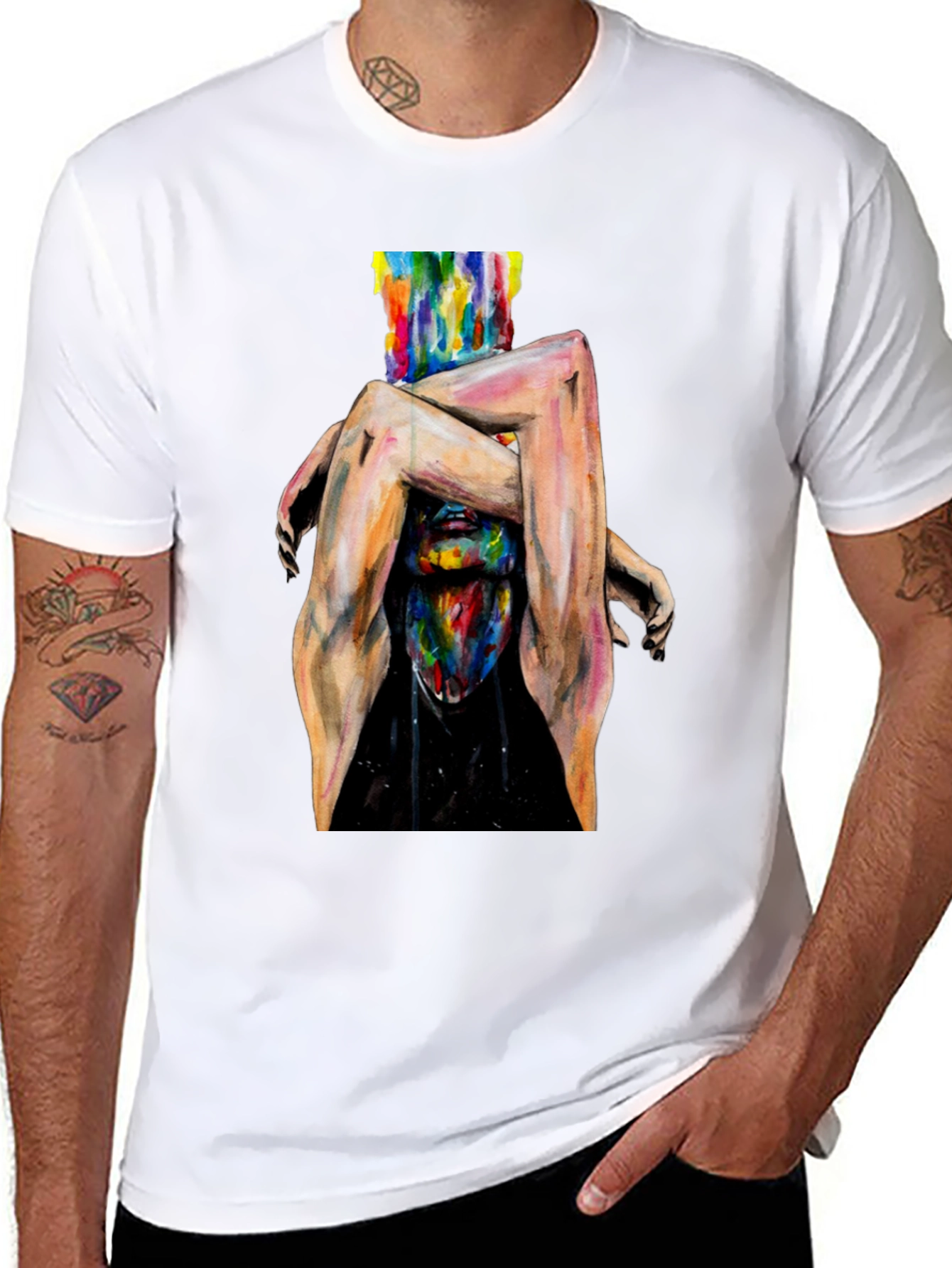 Abstract Art Graphic Print Black T-Shirt
